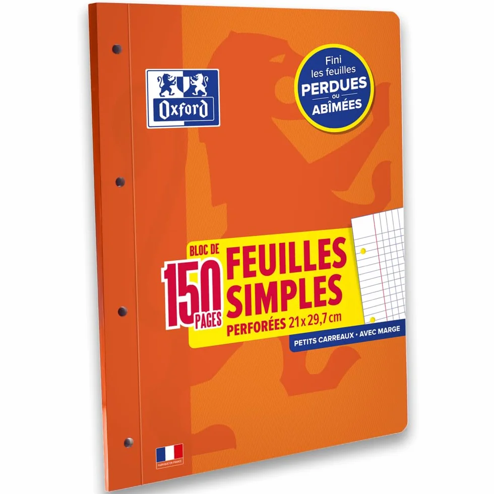 OXFORD Lot de 4 Bloc de Feuilles A4 Petits carreaux 5x5mm 150 Pages