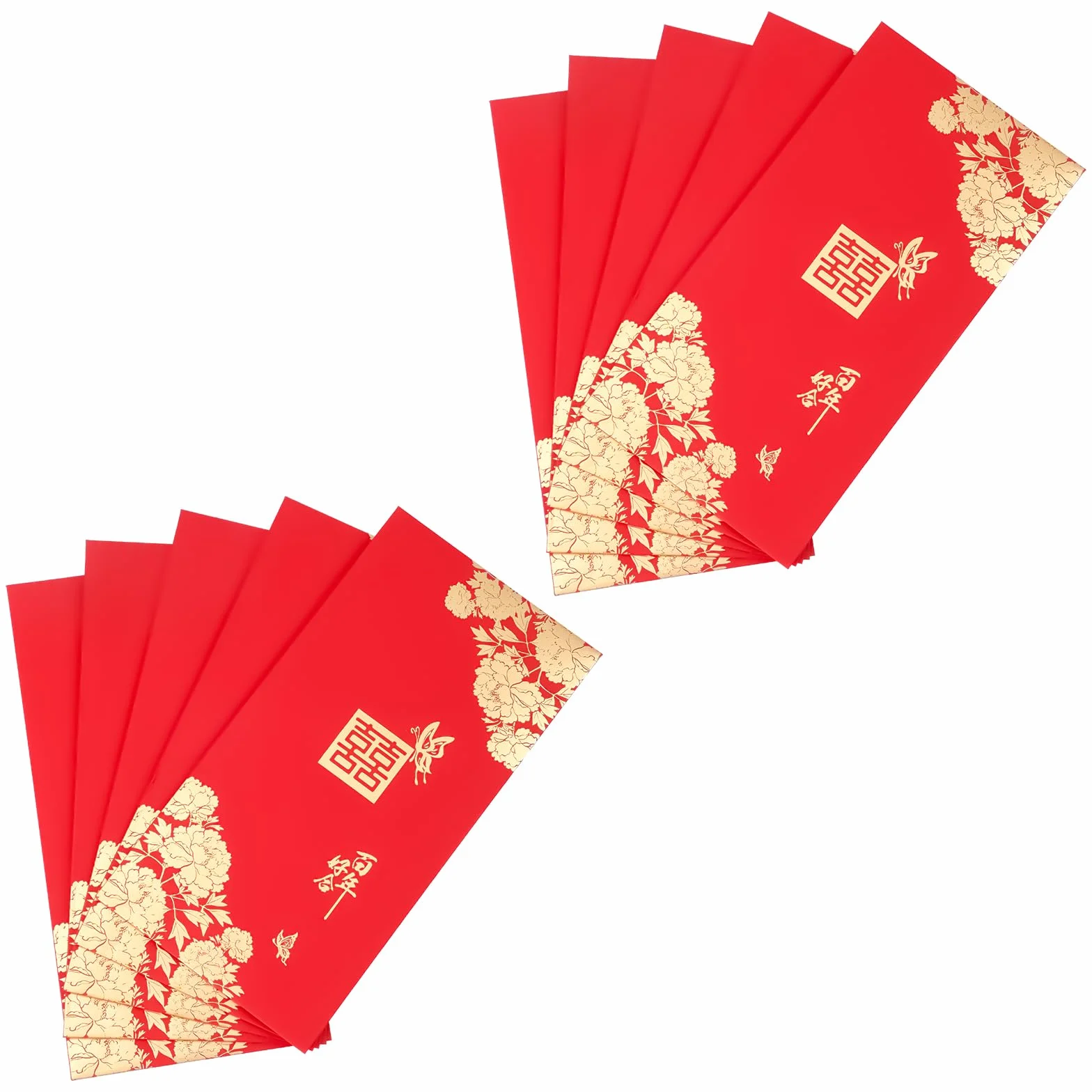 Enveloppes Rouges de Mariage Double Bonheur Hong Bao pour Jeunes Mariés 10pcs