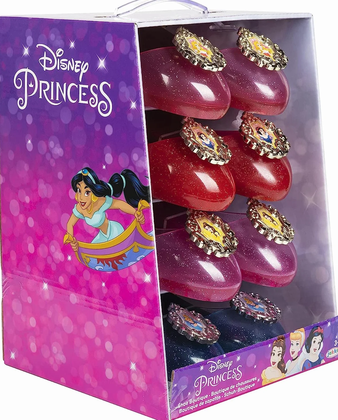 Boutique de Chaussures Disney Princess 4 Paires Scintillantes Cendrillon Aurore Belle Blanche-Neige