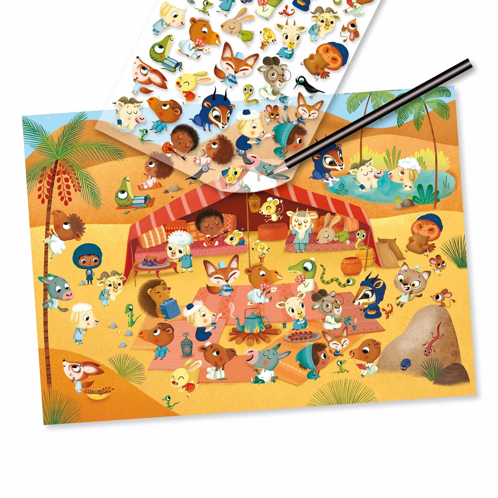 DJECO Coffret Décalcomanies Savane Désert Pôle Nord Enfants 5-8 ans 3 Planches 90 Images