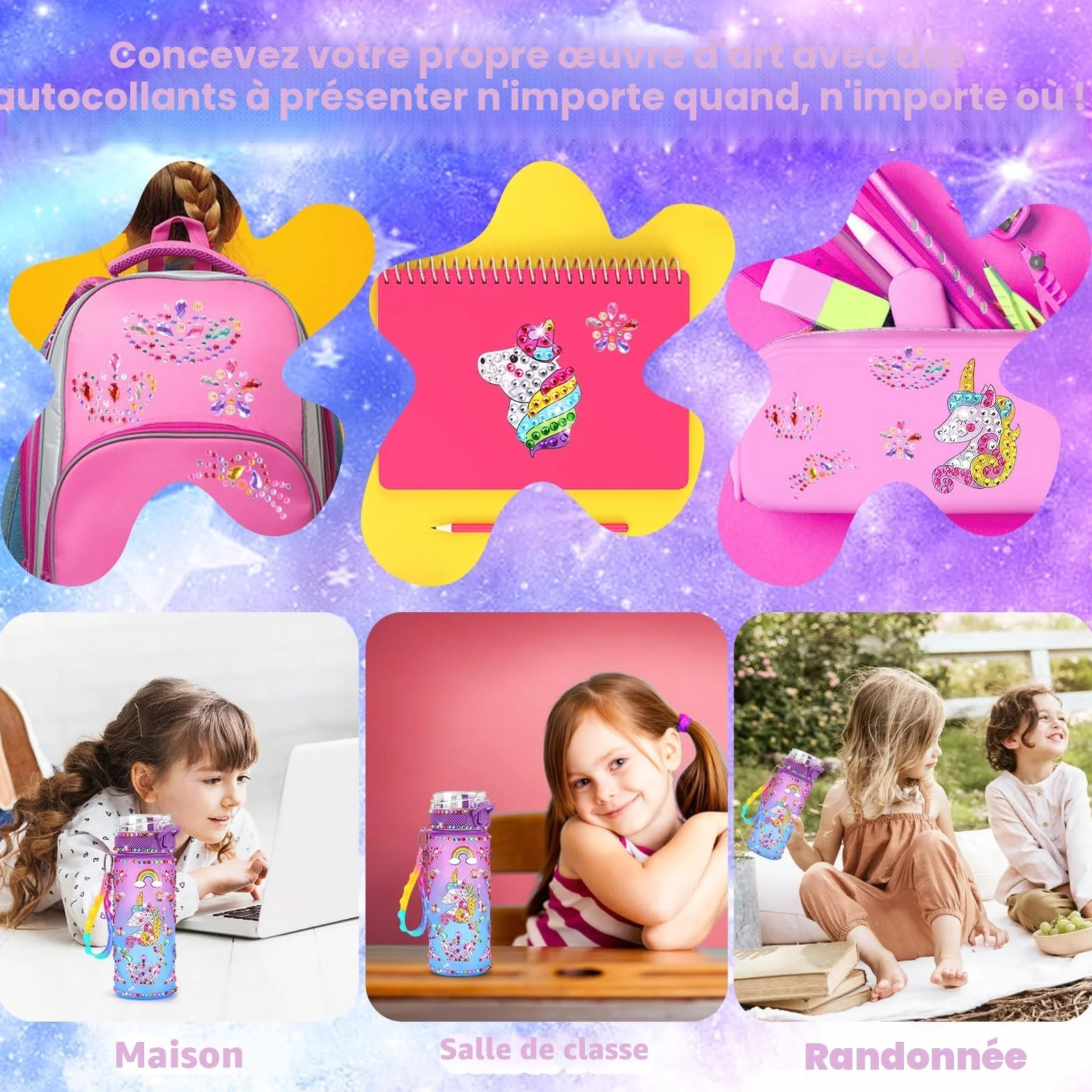 Licorne Gourde Isotherme Bouteille DIY Kit Créatif Enfant 6-10 Ans Cadeau Noël Extérieur