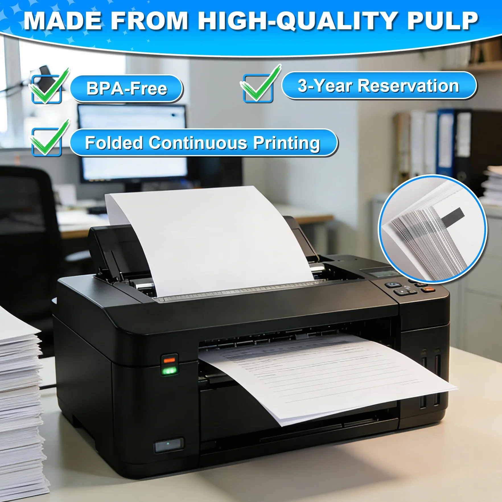 Papier Thermique A4 Sans BPA 100 Feuilles Séchage Rapide