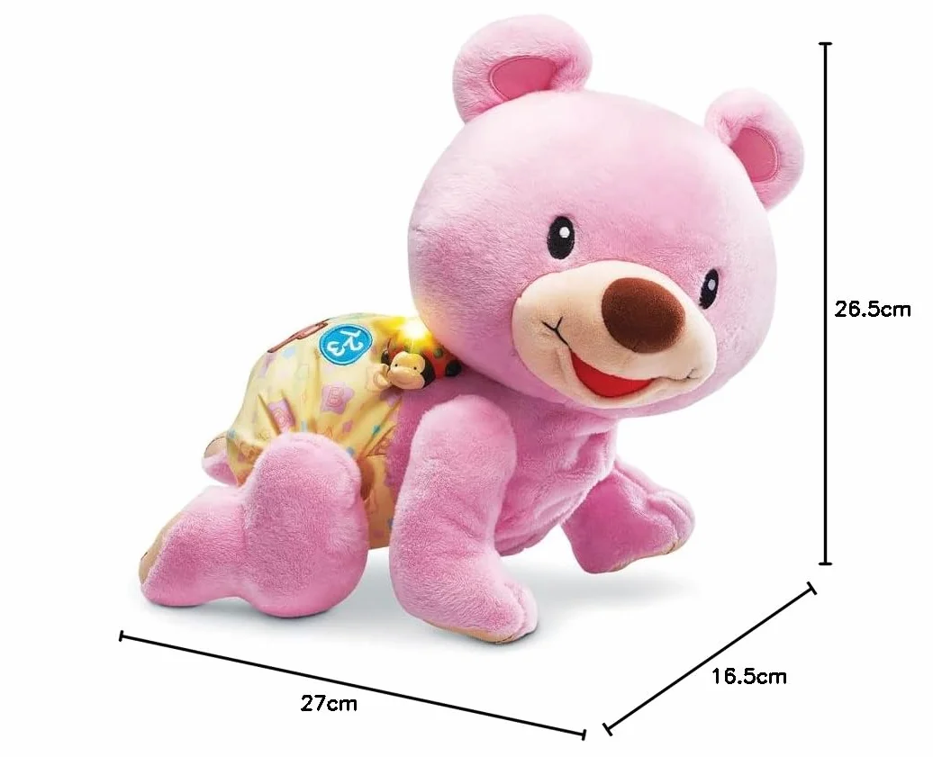 VTech Ourson 1,2,3 suis-Moi Ours Rose en Peluche Qui Marche à 4 Pattes Jouet Interactif et Musical pour Bébé Dès 9 Mois
