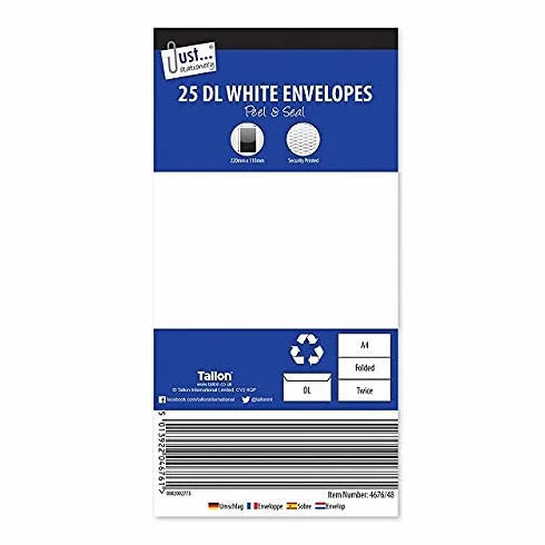 The Home Fusion Company Enveloppes blanches à patte autocollante Lot de 25