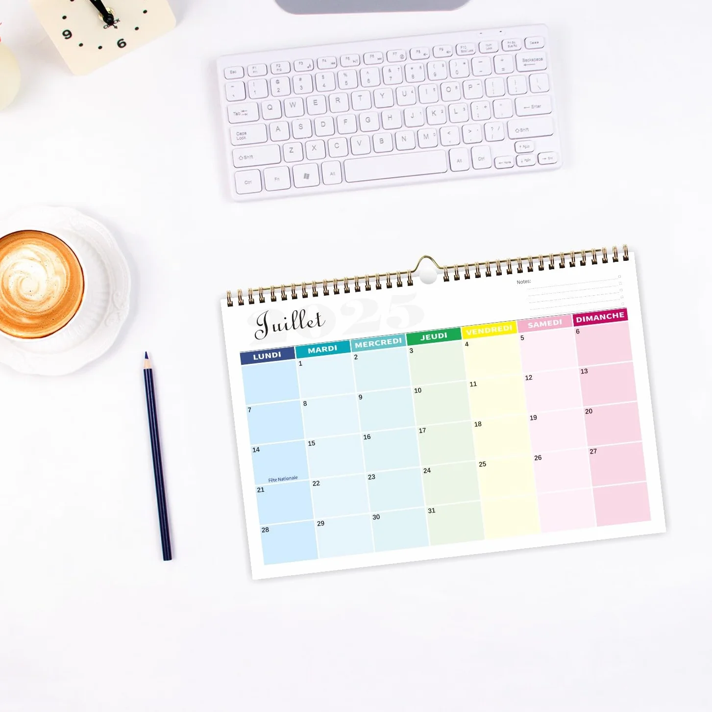 Calendrier 2026 Mural Coloré 18 Mois 31 x 21cm Familial Juillet 2025 à Décembre 2026 Mensuel