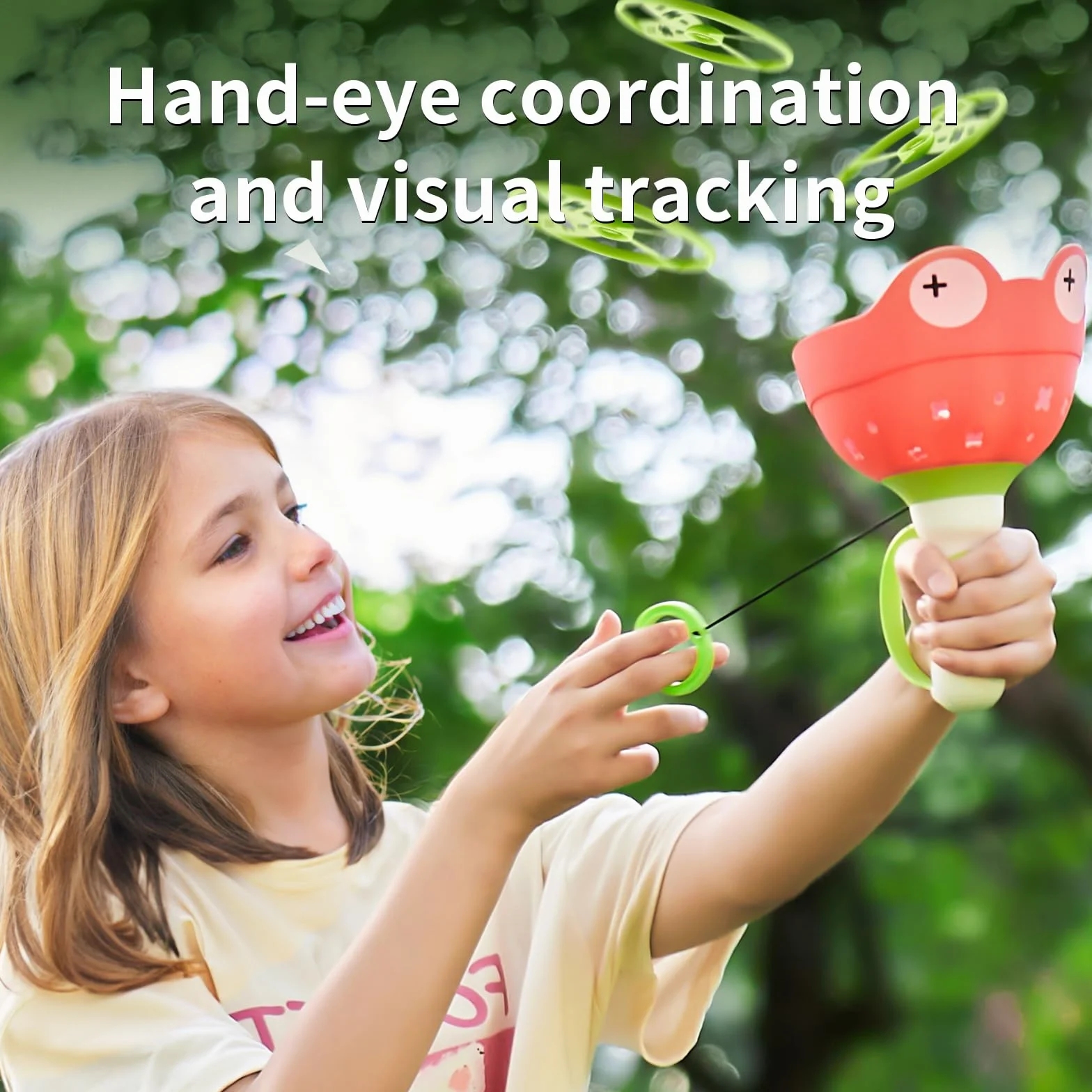 Manual Capture Game mit 12 Scheiben, Flying Disc Launcher Spielzeug, Outdoor-Spielzeug für Kinder 3-12