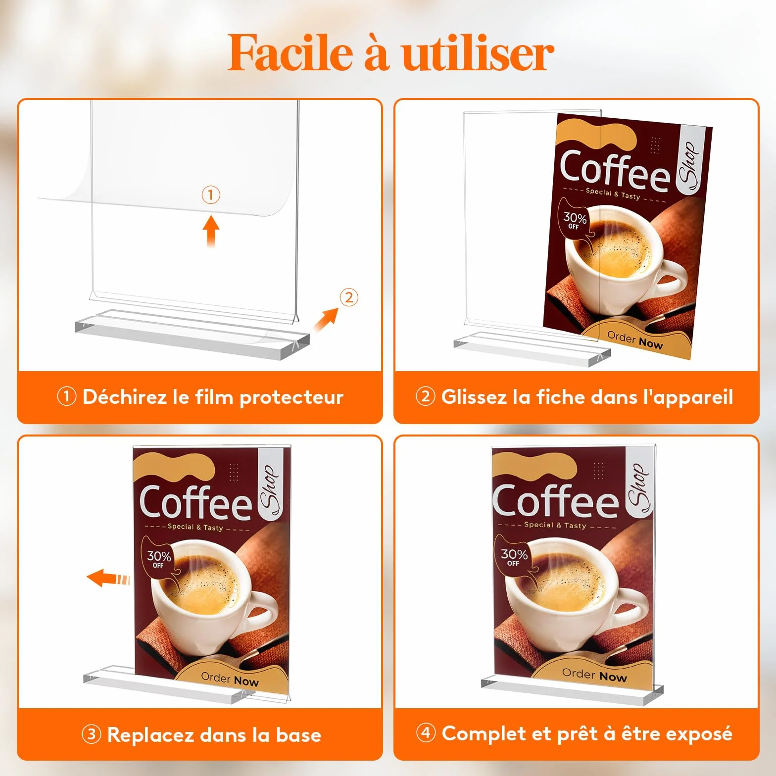 Lifewit Porte Affiche A4 Acrylique Transparent, Présentoir Table Forme T, 30x21 cm Lot 6