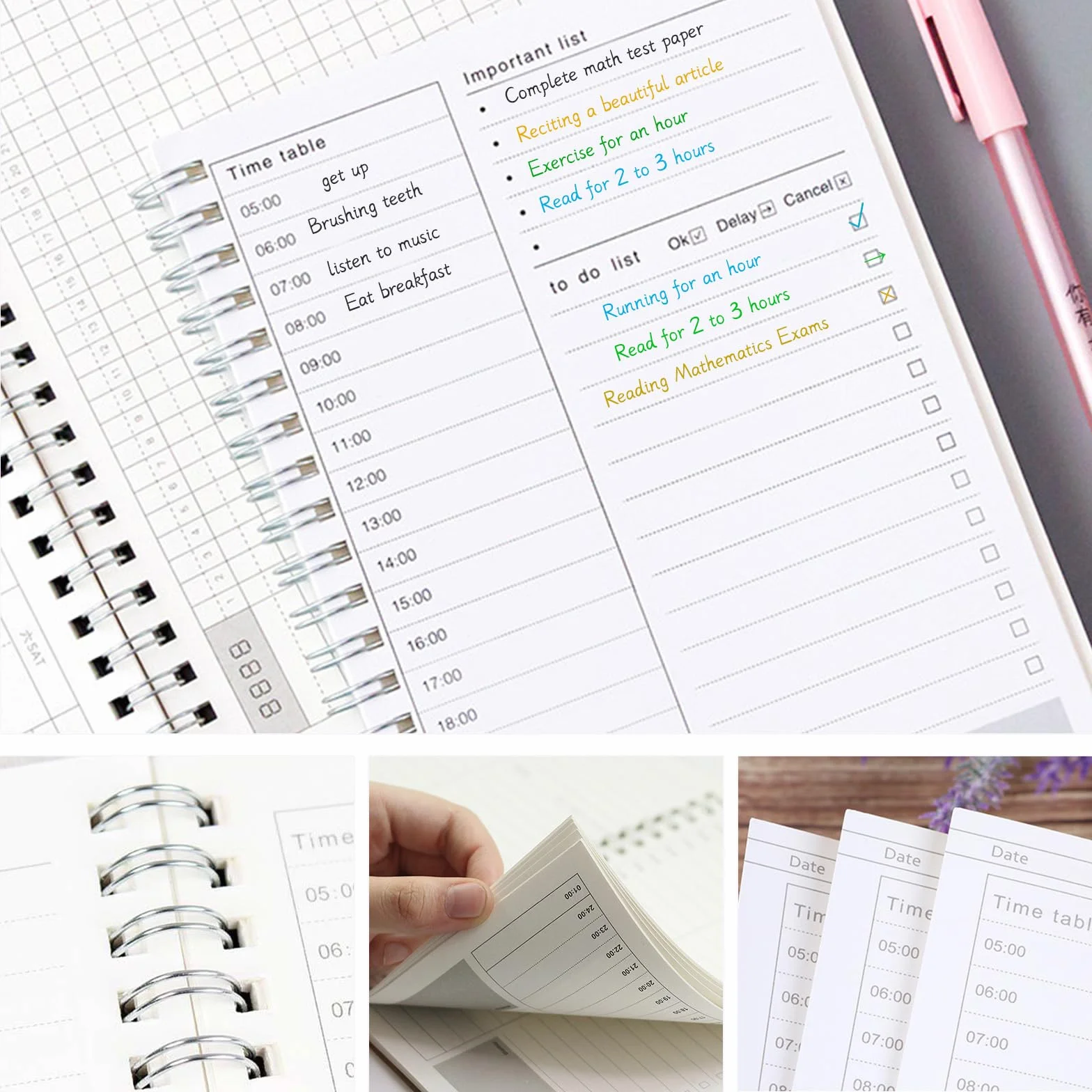 To Do List Bloc Note Daily Planner A4 Cahier Spirale Agenda Journalier 19 cm x 13.2 cm