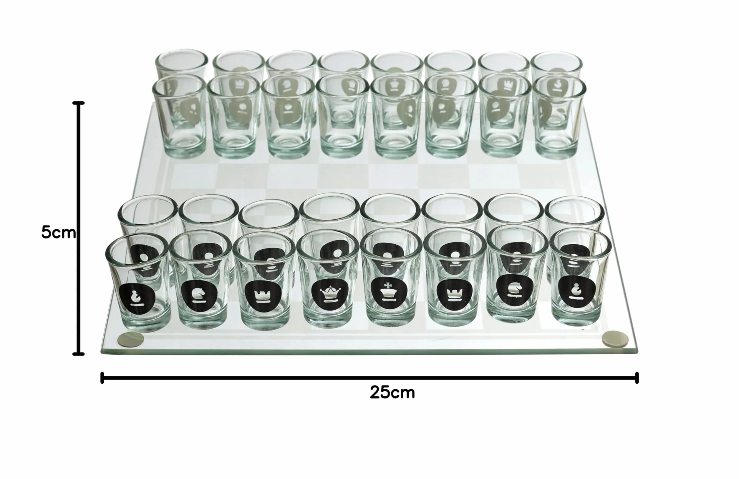 MISTER GADGET MG3519 Jeu d'Échecs à Boire en Verre Blanc et Noir