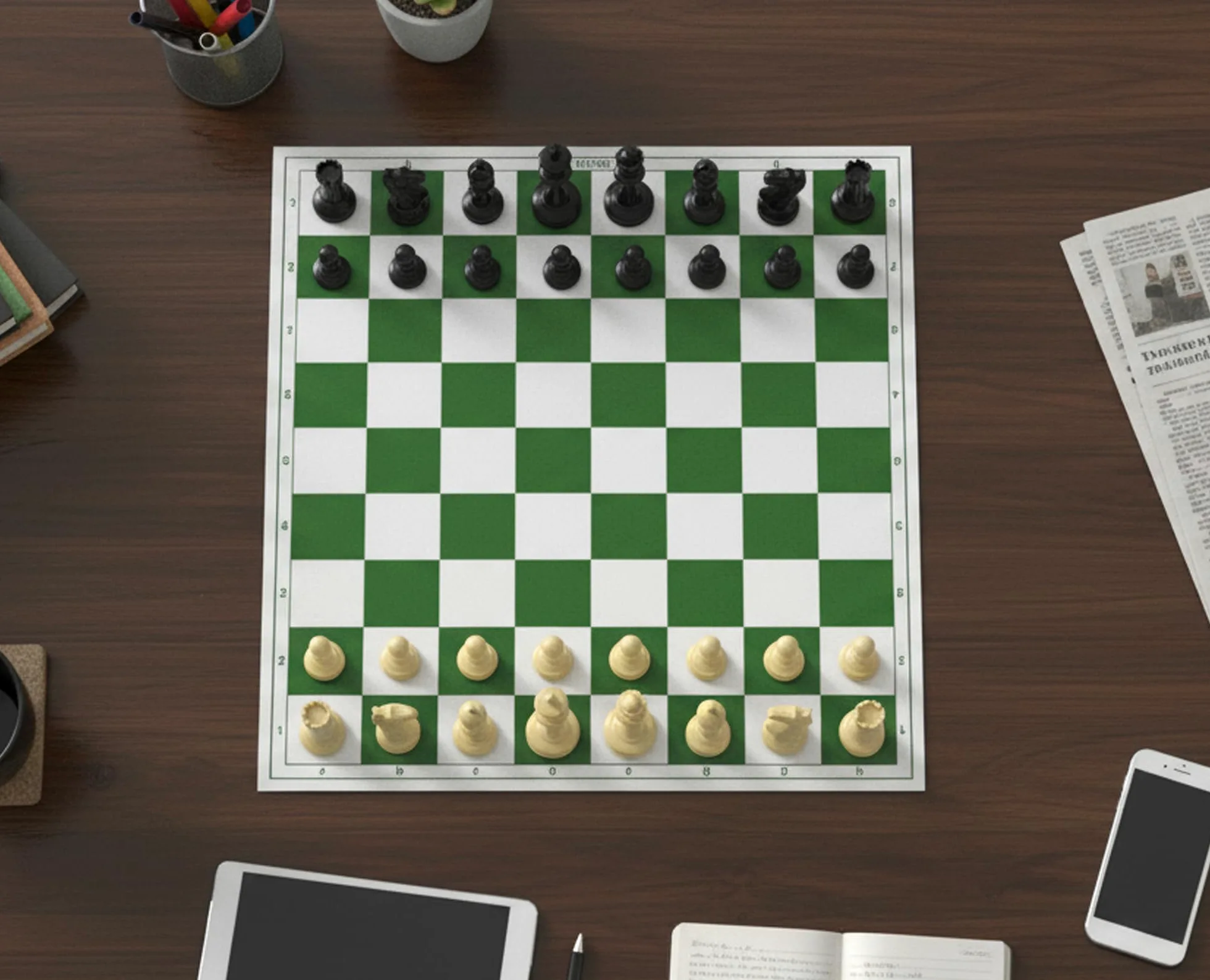 StonKraft Jeu d'échecs pliable en vinyle 46 x 46 cm avec pièces en plastique solide (avec reine supplémentaire) – Idéal pour les joueurs d'échecs professionnels