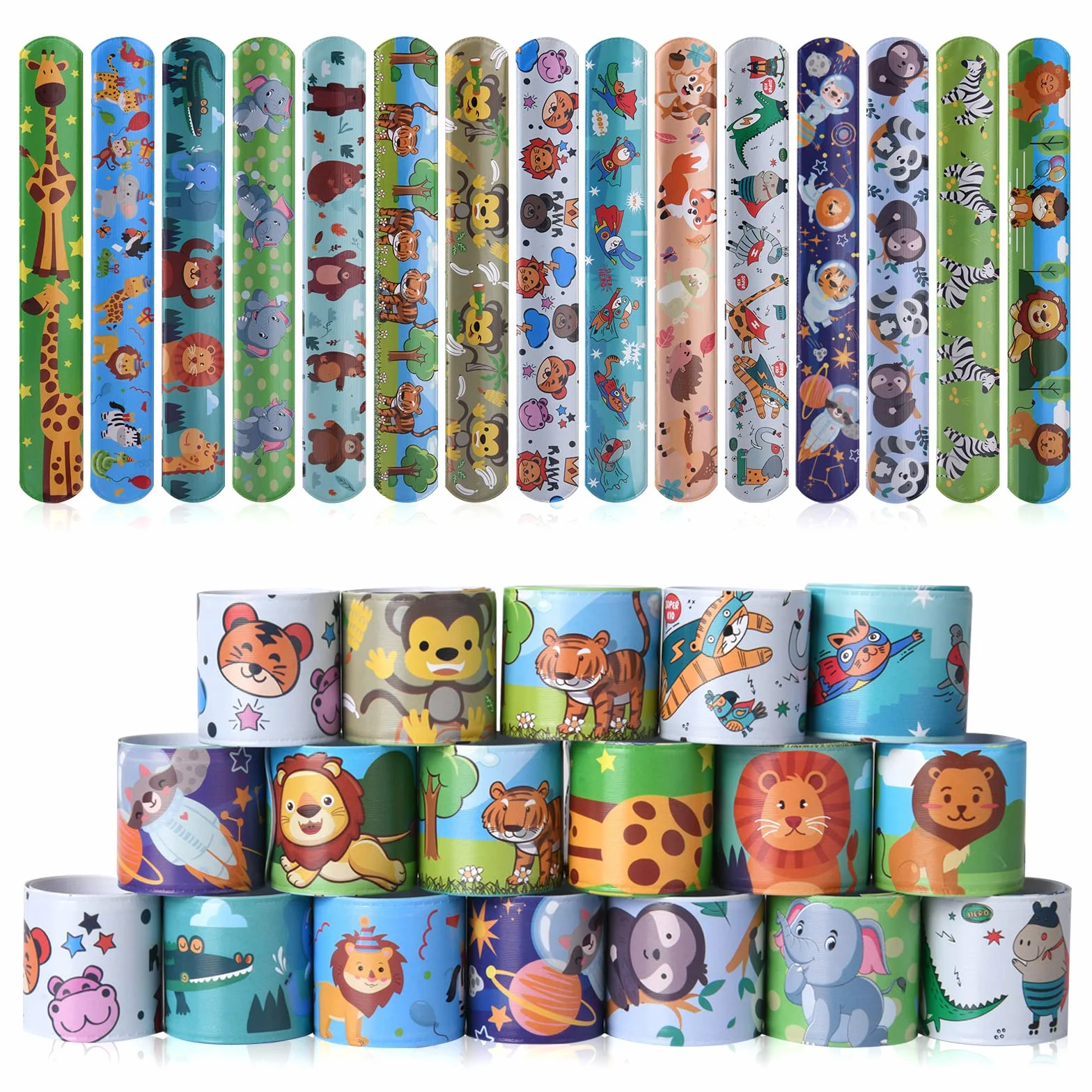 flintronic 30pcs Slap Bracelets à Claquer, Slap Bandes Multicolores pour Enfants
