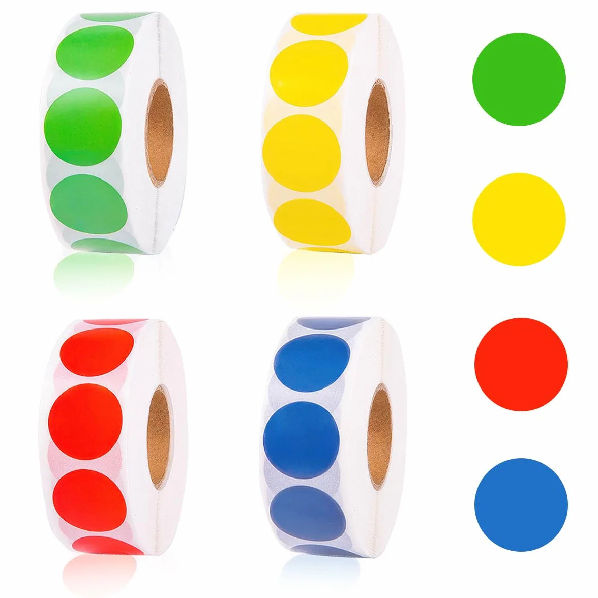 Gommettes Autocollantes Rondes Multicolores 13 mm 4000 Pièces 4 Rouleaux pour Tri Bureau Marquage Bricolage