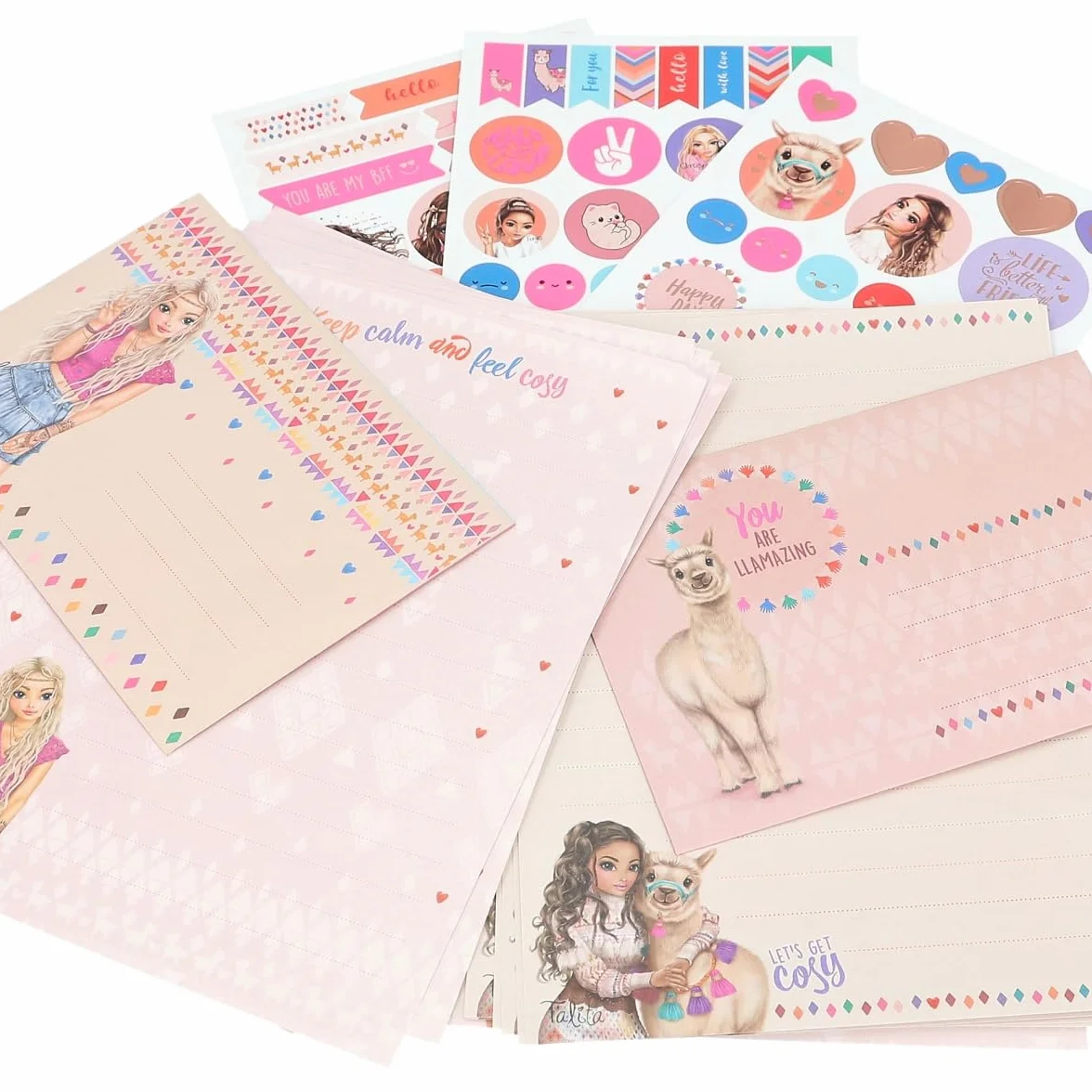 Depesche TOPModel Cosy 12715 Set de papier à lettre, 24 feuilles, enveloppes, autocollants Noir
