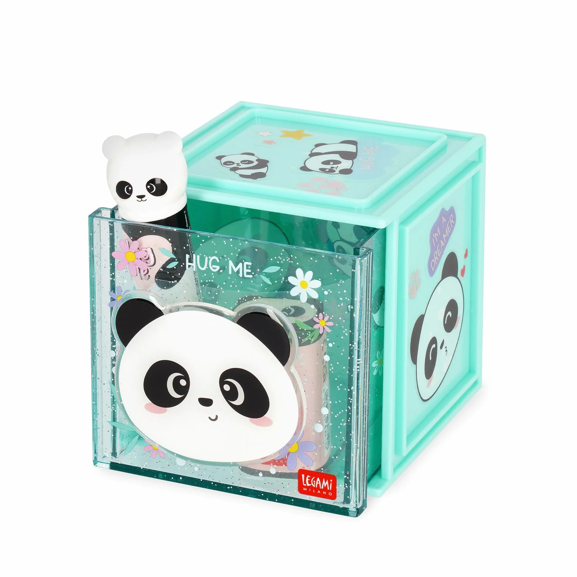 Legami Boîte modulaire de bureau Cutie Cubes Thème Panda Organiseur de Bureau 90 x 90 x 100 cm ABS Empilable