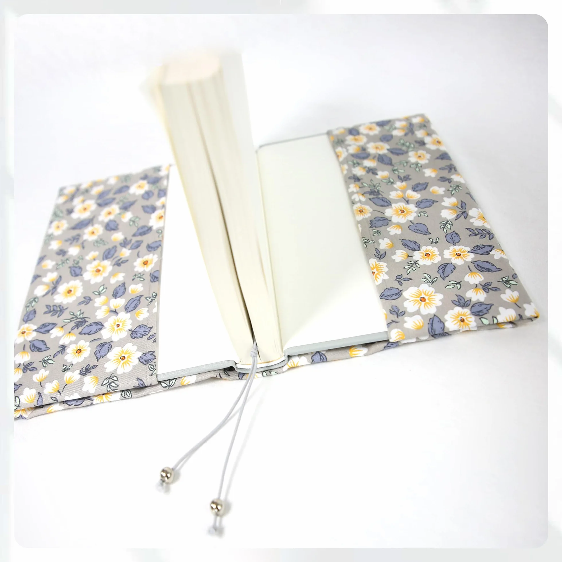Couverture de livre en Coton Housse de Protection Ajustable avec Fermeture Scratch Gris
