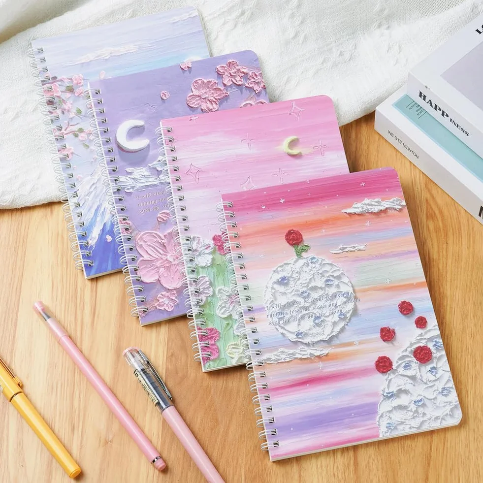 OFFCUP A5 Cahiers à Spirales 4pack Carnet de Notes 120 Pages Ligné pour École Bureau
