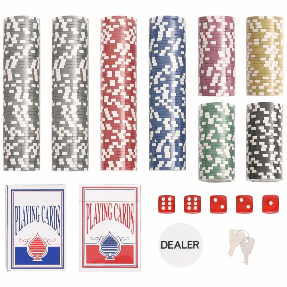 Jeu de jetons de poker dans une mallette en aluminium, 300 jetons de 11,5 g, 2 decks, 5 dés, bouton dealer et accessoires pour casino, tournoi, Texas Holdem, Blackjack et soirée de poker