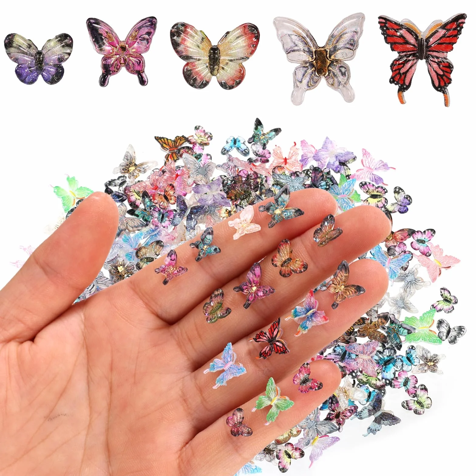 Lyreh 210pcs Mini Papillons en Résine Figurines pour Décoration de Jardins Miniatures