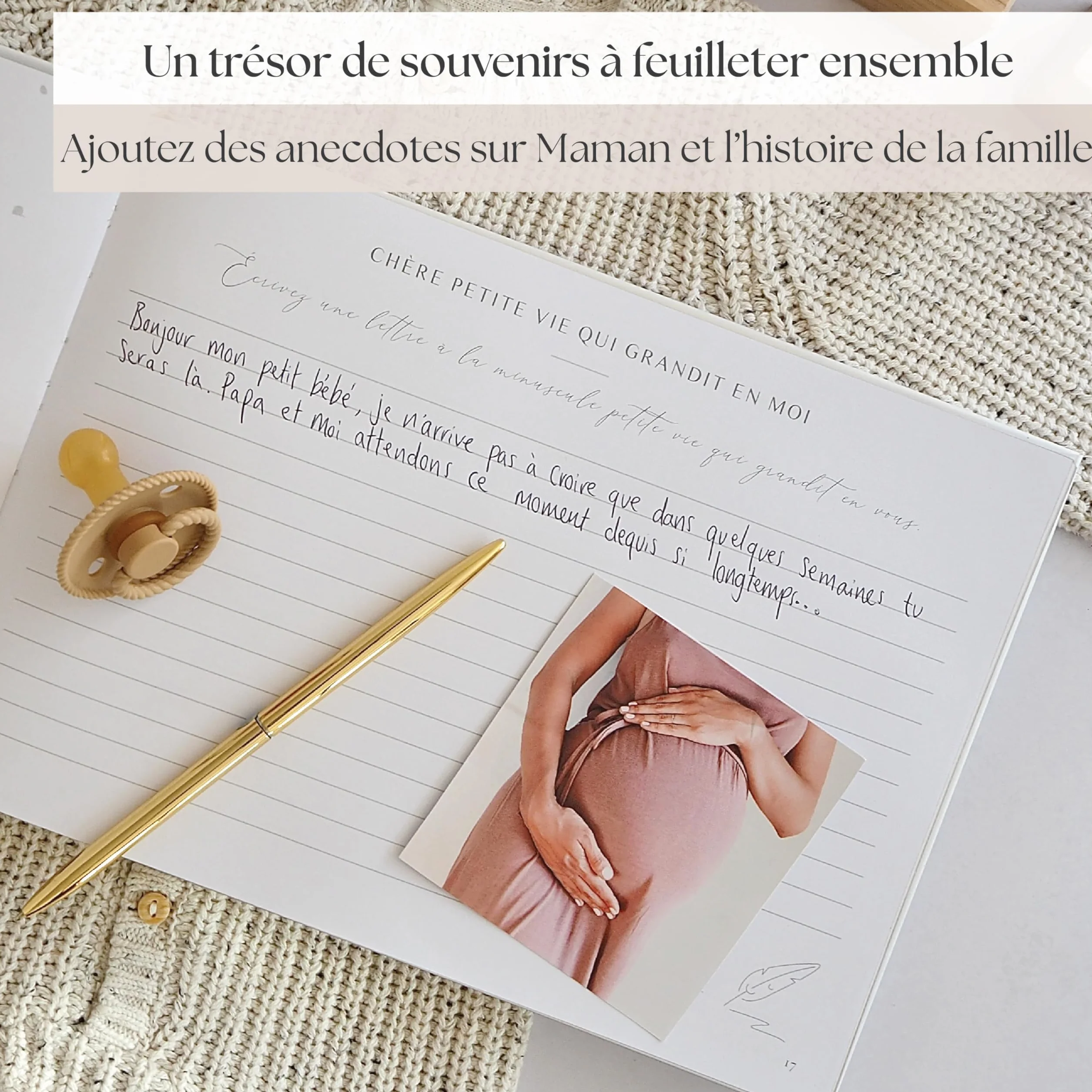 Journal de Grossesse de Luxe pour Futures Mamans - Carnet avec Calendrier, Scrapbook, Check-list, Organisateur et Livre de Naissance (Doré)
