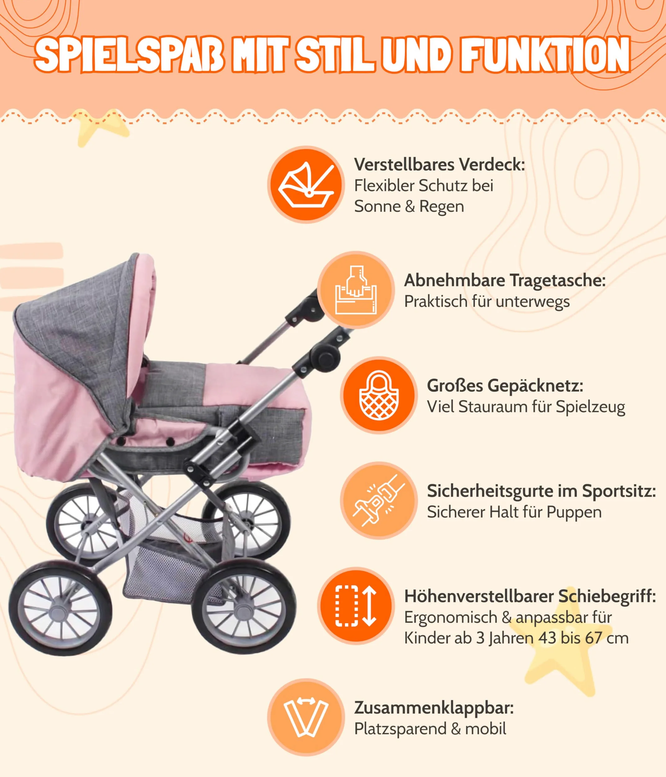 Bayer Chic 2000 Poussette Poupon 3en1 Leni | Évolutive & Ergonomique | Une poussette pour poupon 3en1 haut de gamme, saine et évolutive pour accompagner votre enfant durant des années.