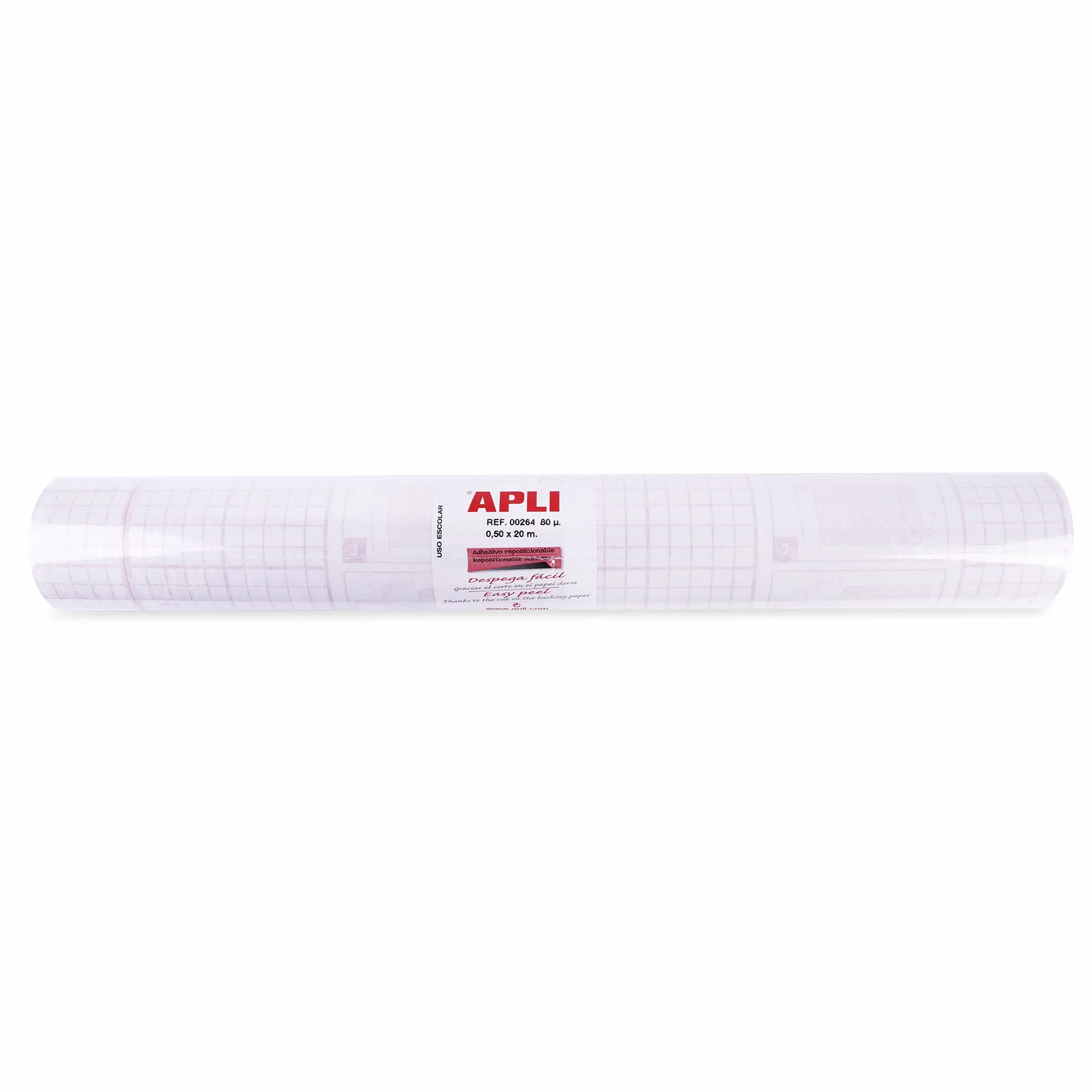 Apli Couvre-livre adhésif repositionnable rouleau 80 microns 0,50X20m film transparent PP