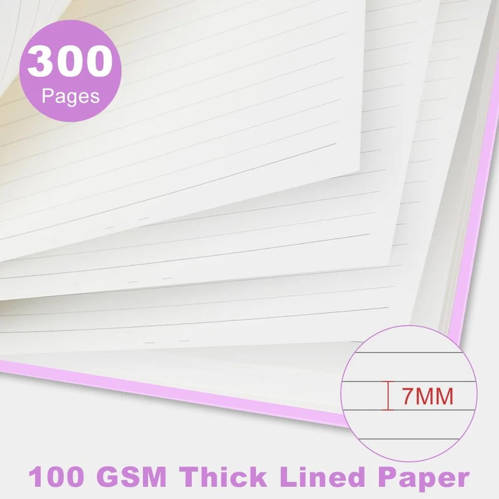 Carnet A5 Ligné 300 Pages Spirale Papier 100g/m² Couverture Rigide PVC