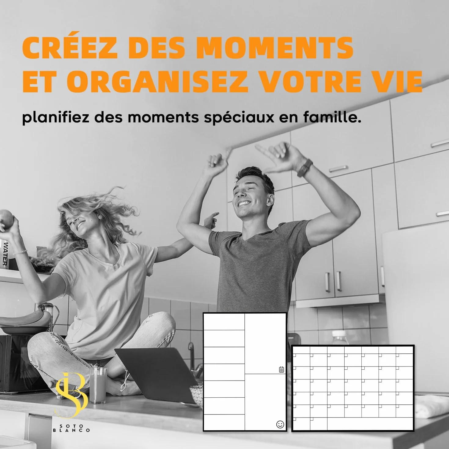 Calendrier Magnétique Mensuel A4 + Tableau Hebdomadaire A4 + Marqueurs Premium + Stickers | Planning Frigo Familial