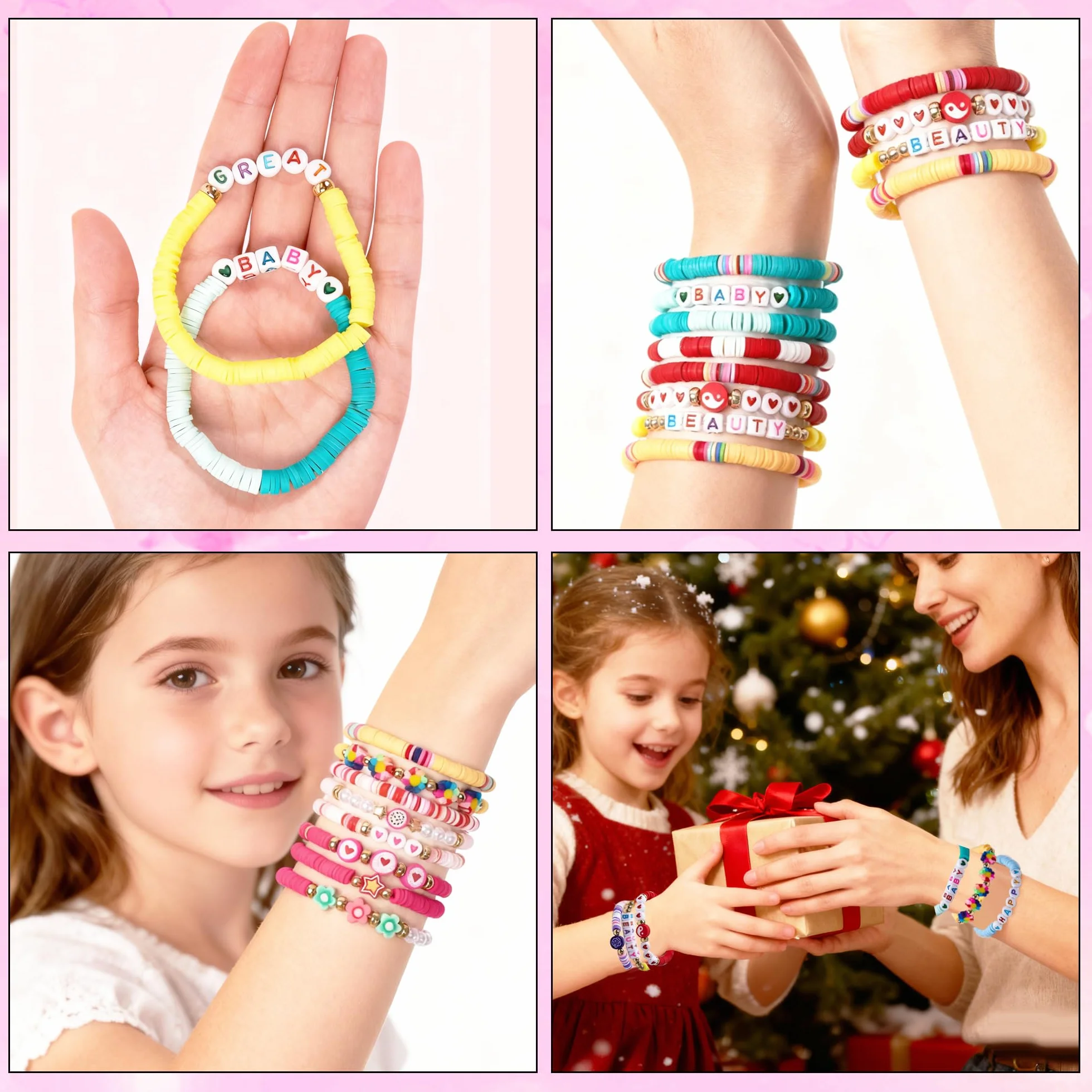 Lot de 32 Bracelets Colorés Preppy Cadeau Anniversaire Enfants Adolescents