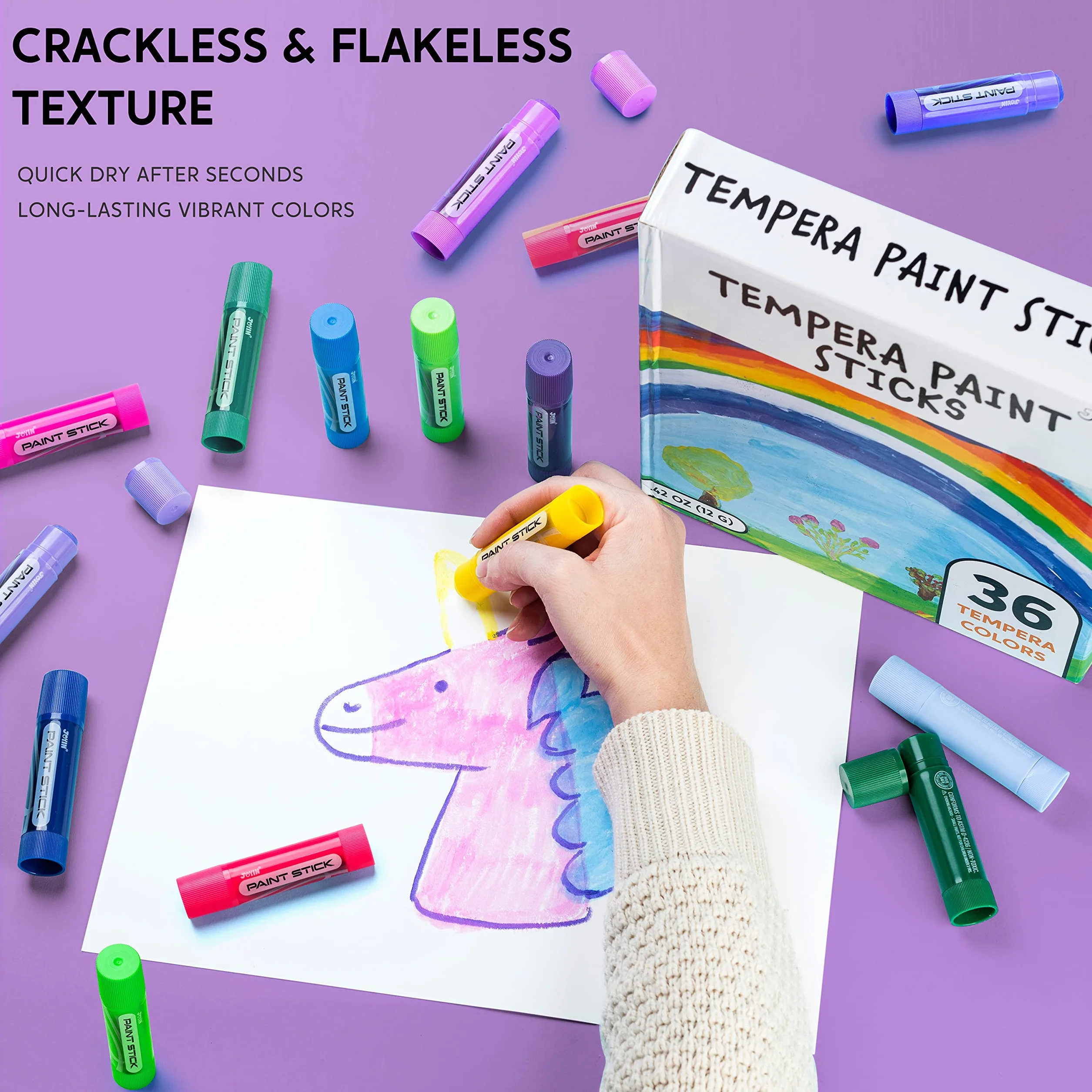 JOYIN 36 Bâtons Peinture Lavables Tempera Stick Enfant 2-3 Ans Kit Gouache Cadeaux Papeterie Créatifs