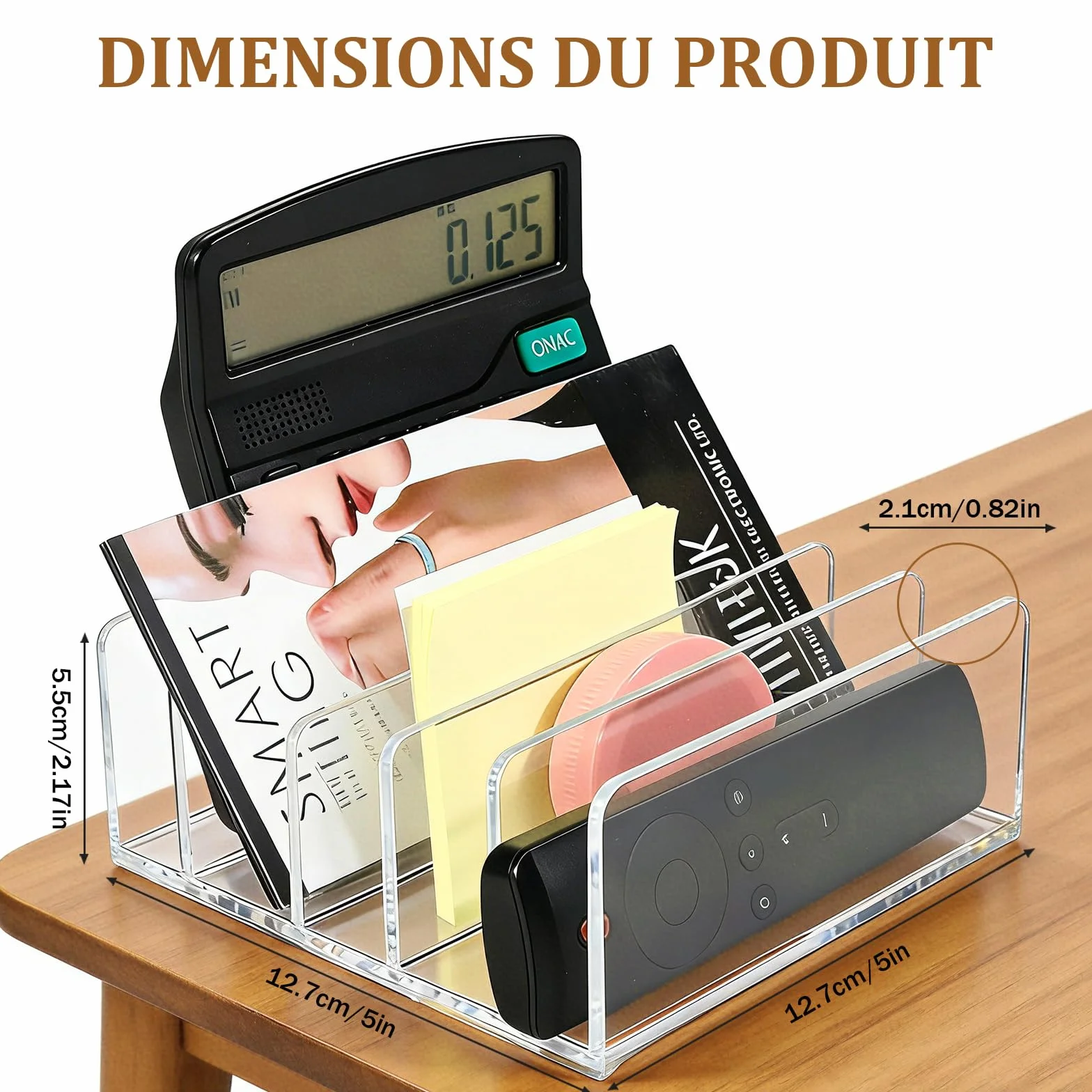 Organisateur de Bureau Acrylique 5 Compartiments Range Document Corbeille à Courrier