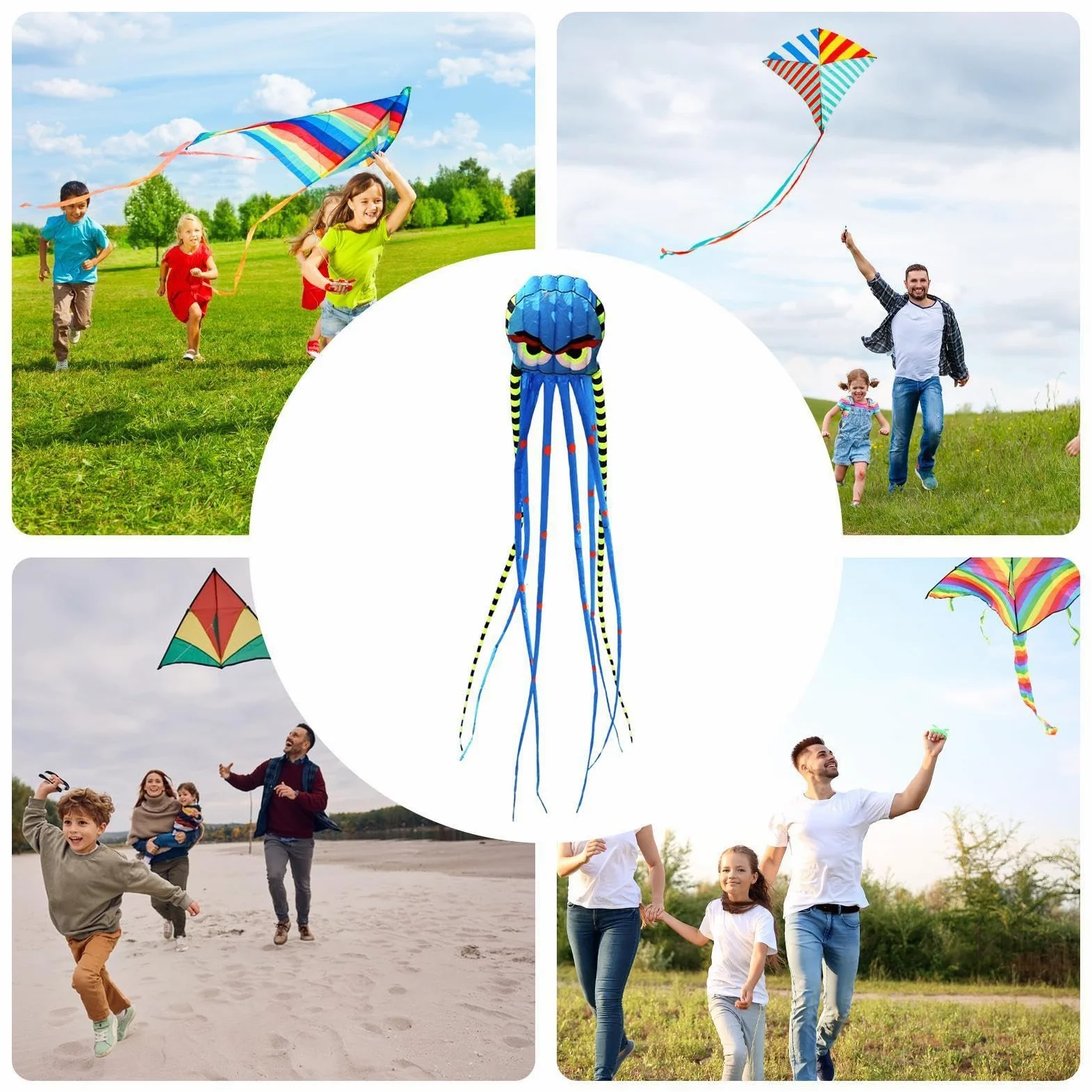Cerf-volant géant de 7,8 m en forme de pieuvre pour fête dans le jardin | Cerf-volant pour adultes pour fête, jardin, extérieur, anniversaire, vacances, été, famille