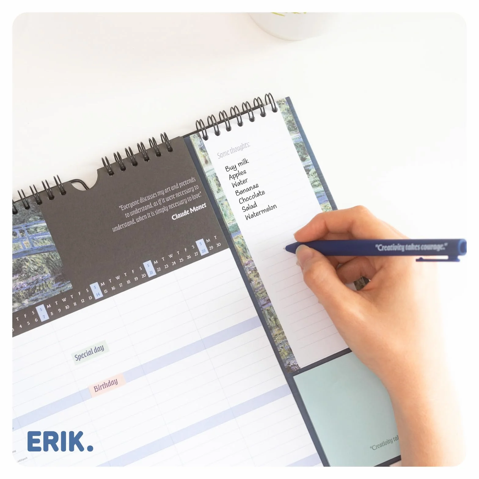 Grupo Erik Calendrier Art Planificateur Mensuel 16 mois Septembre 2025 à Décembre 2026 Familial avec Crochet
