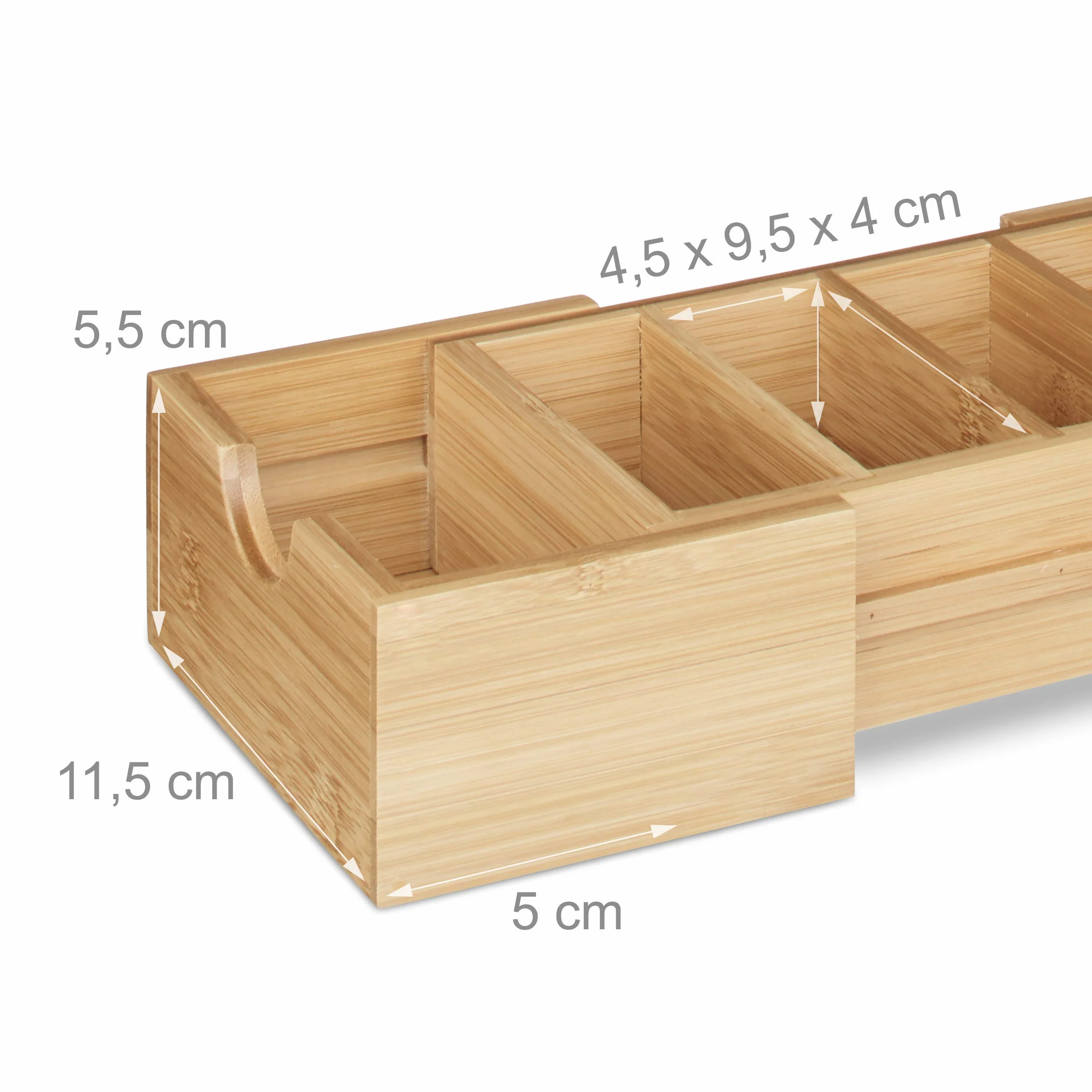 Relaxdays Porte cartes de visite A8 bambou ajustable 5,5 x 13 x 30 cm nature
