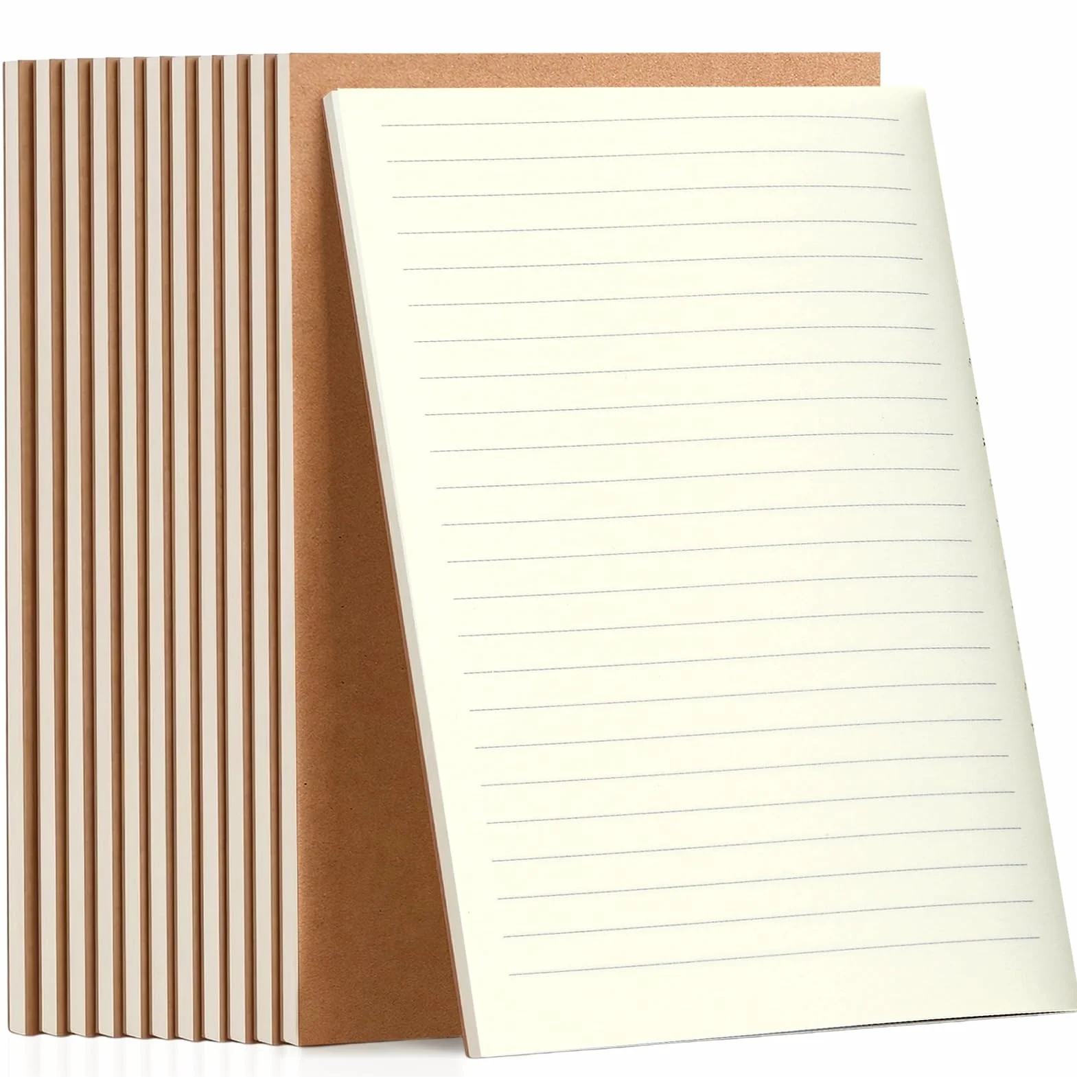 VEESUN Lot de 10 Cahiers Kraft A5 Ligné, Carnet de Notes, Bloc-notes