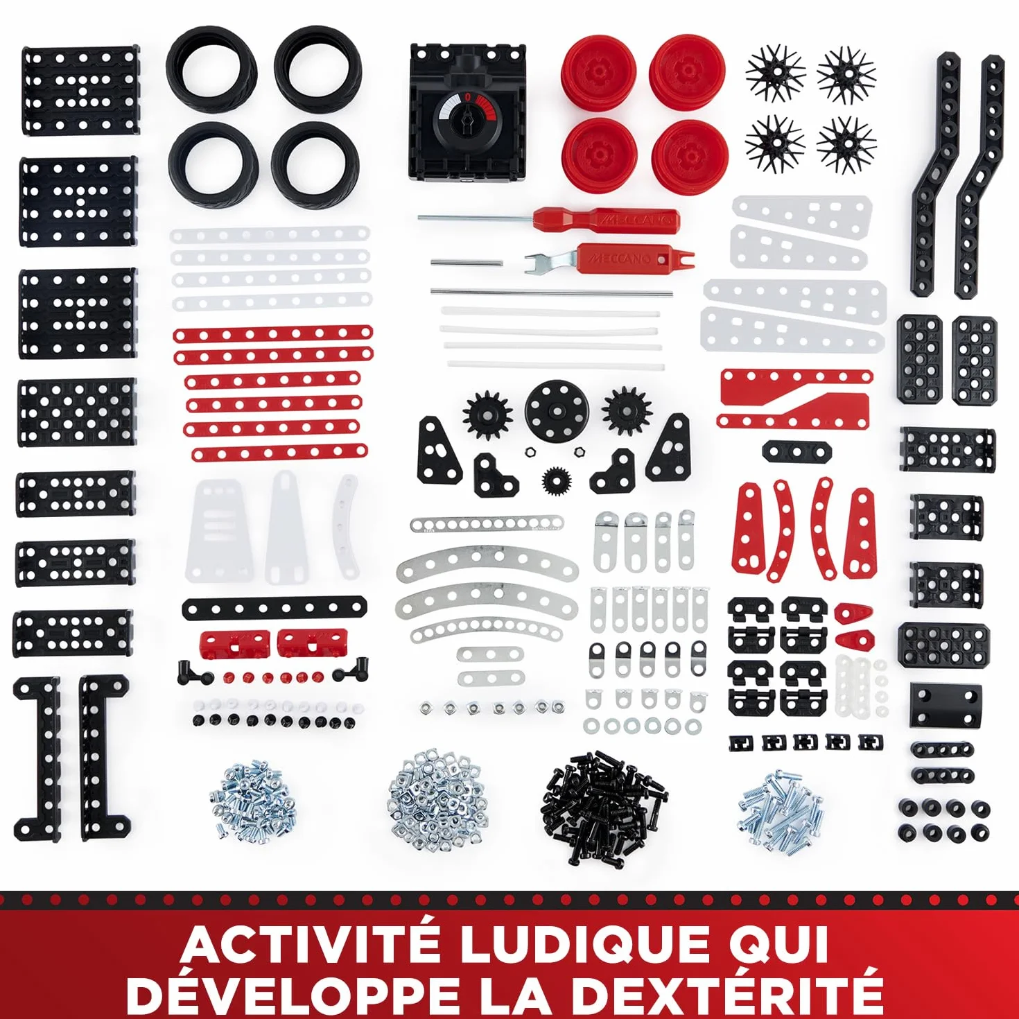 Bandai Meccano Supercar 25 en 1 Coffret de Construction 347 pièces Moteur 6V LED