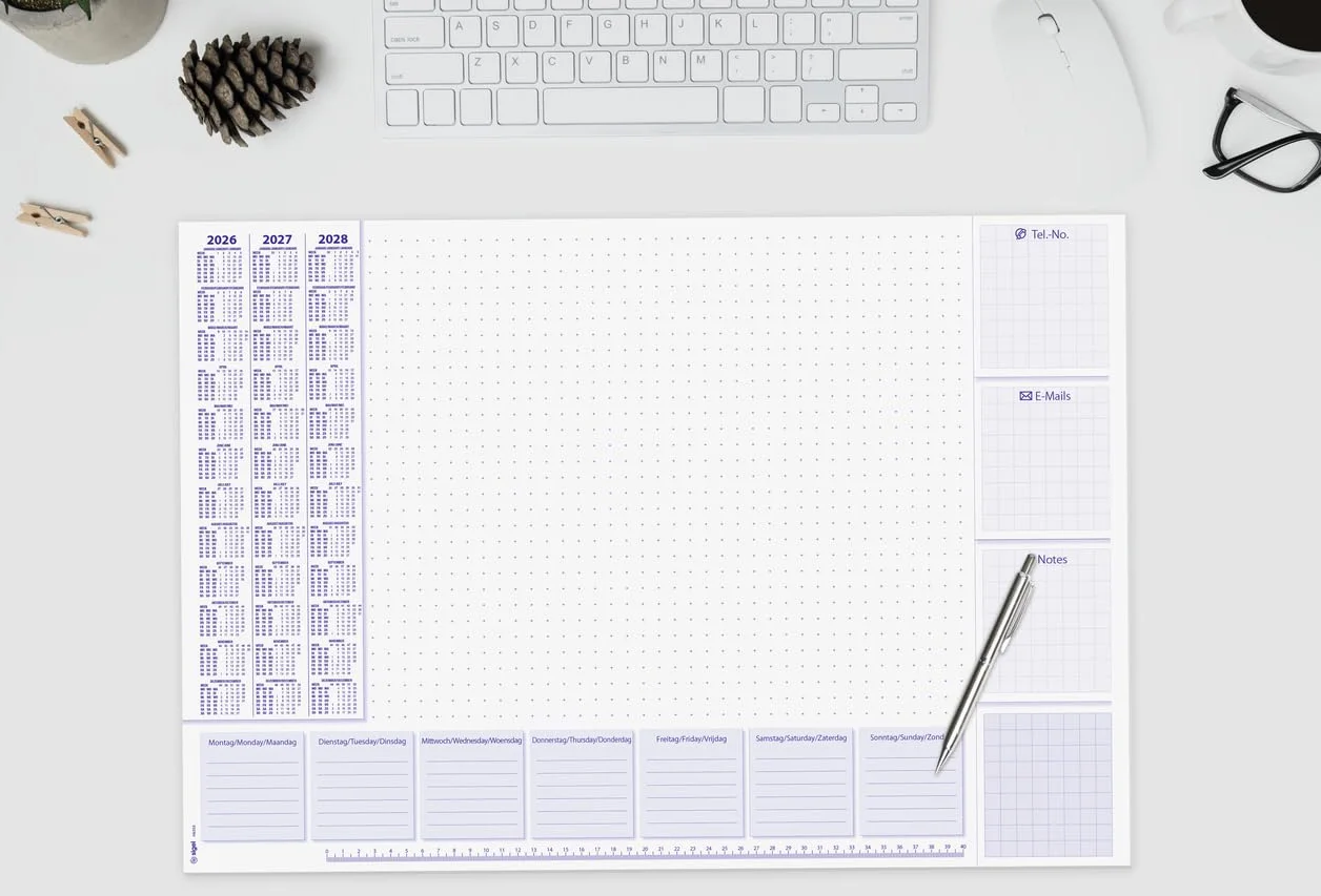 SIGEL H6355 Sous-mains en papier A2 lilas et blanc 30 feuilles calendriers 3 ans semainier