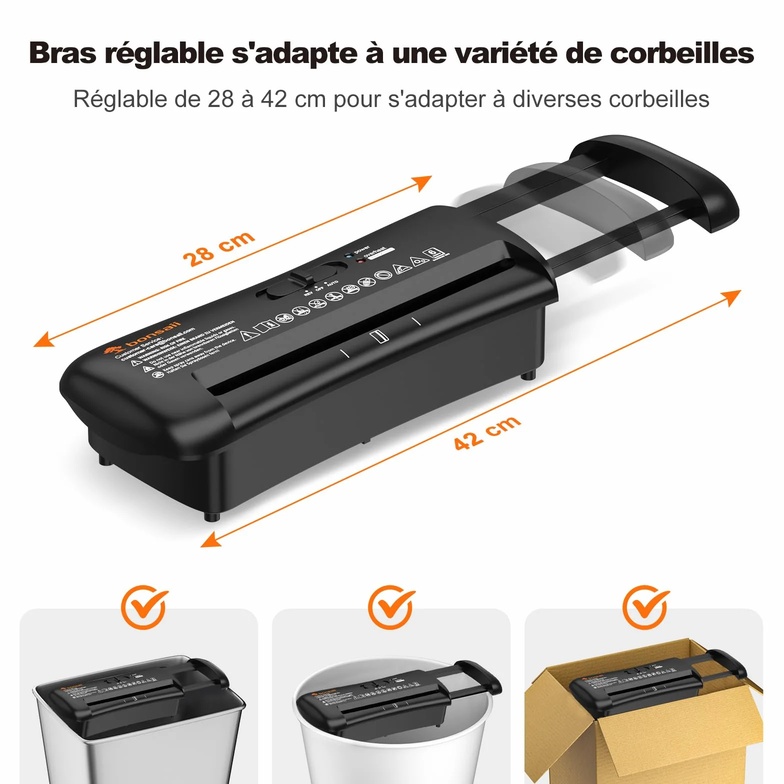 Bonsaii Destructeur de Documents 6 Feuilles Coupe en Bande 6mm S119-A
