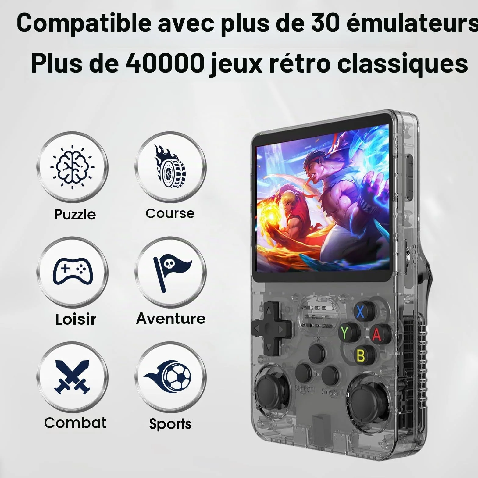 Console de Jeux Rétro R36S, 3,5 Pouces Écran IPS, 128 Go Mémoire, 40000 Jeux, Violet