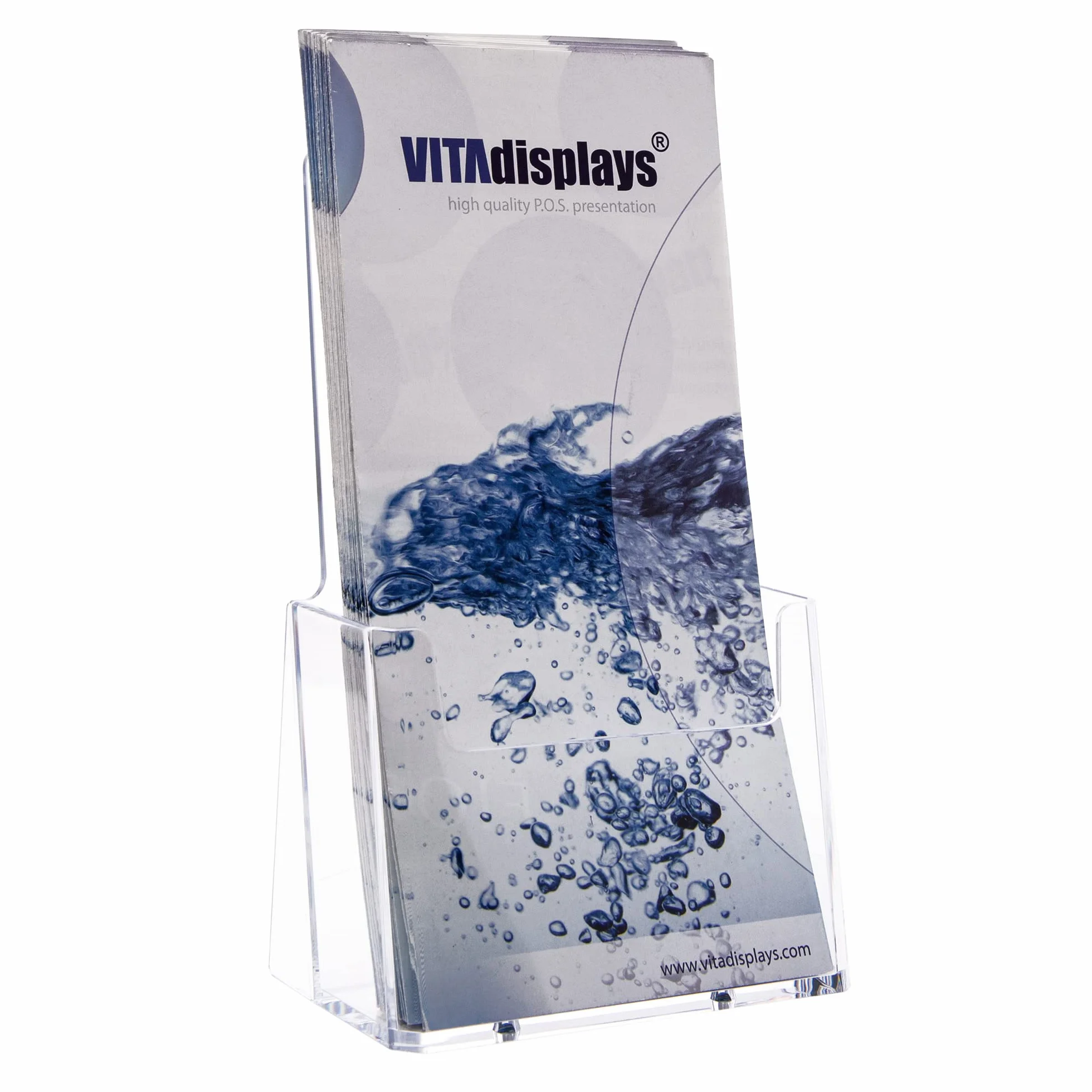 VITAdisplays Porte-brochures DIN Lang (DL) de table transparent polystyrène