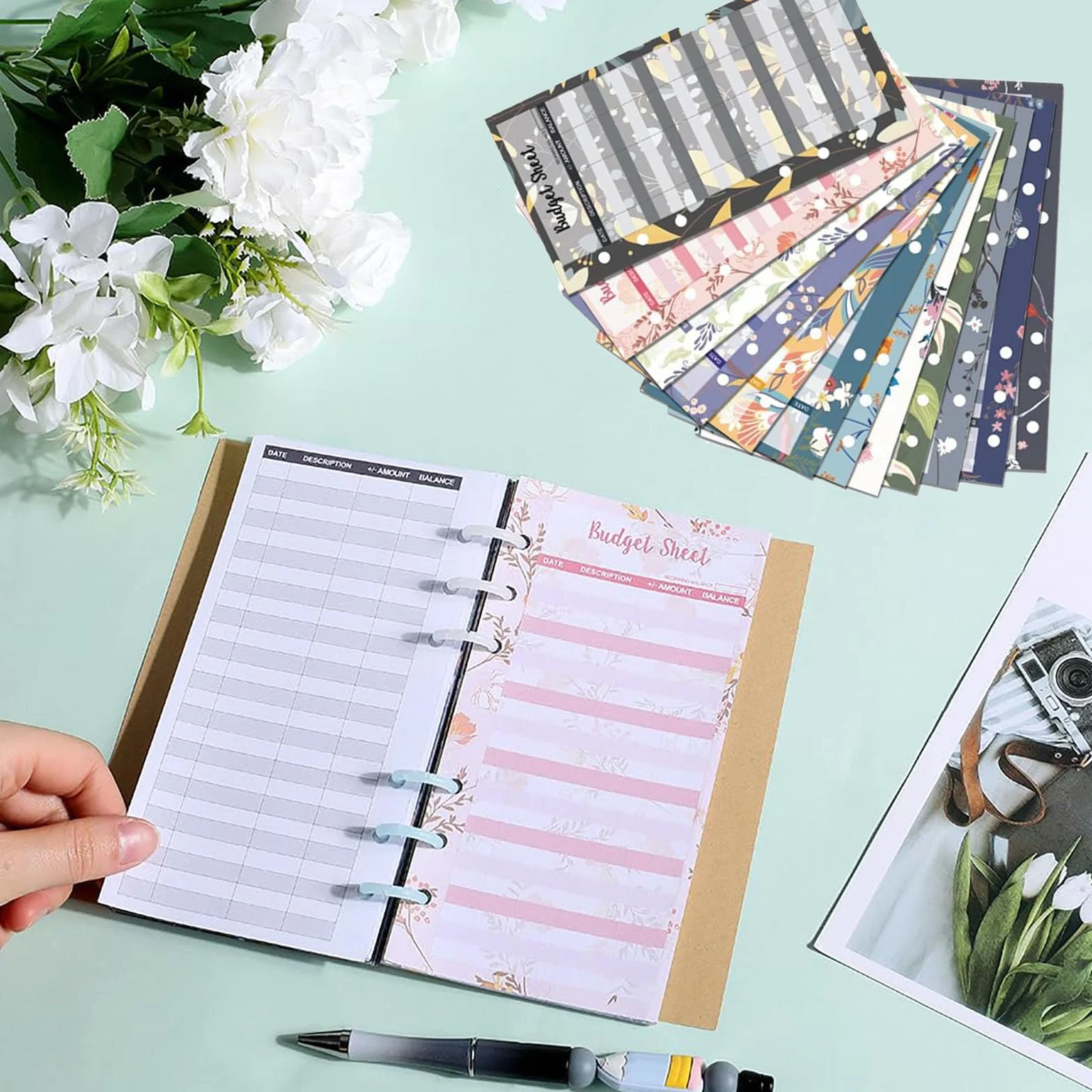 Planificateur de Budget A6 72 Feuilles Mensuel Recharges Papier 6 Trous Organisateur