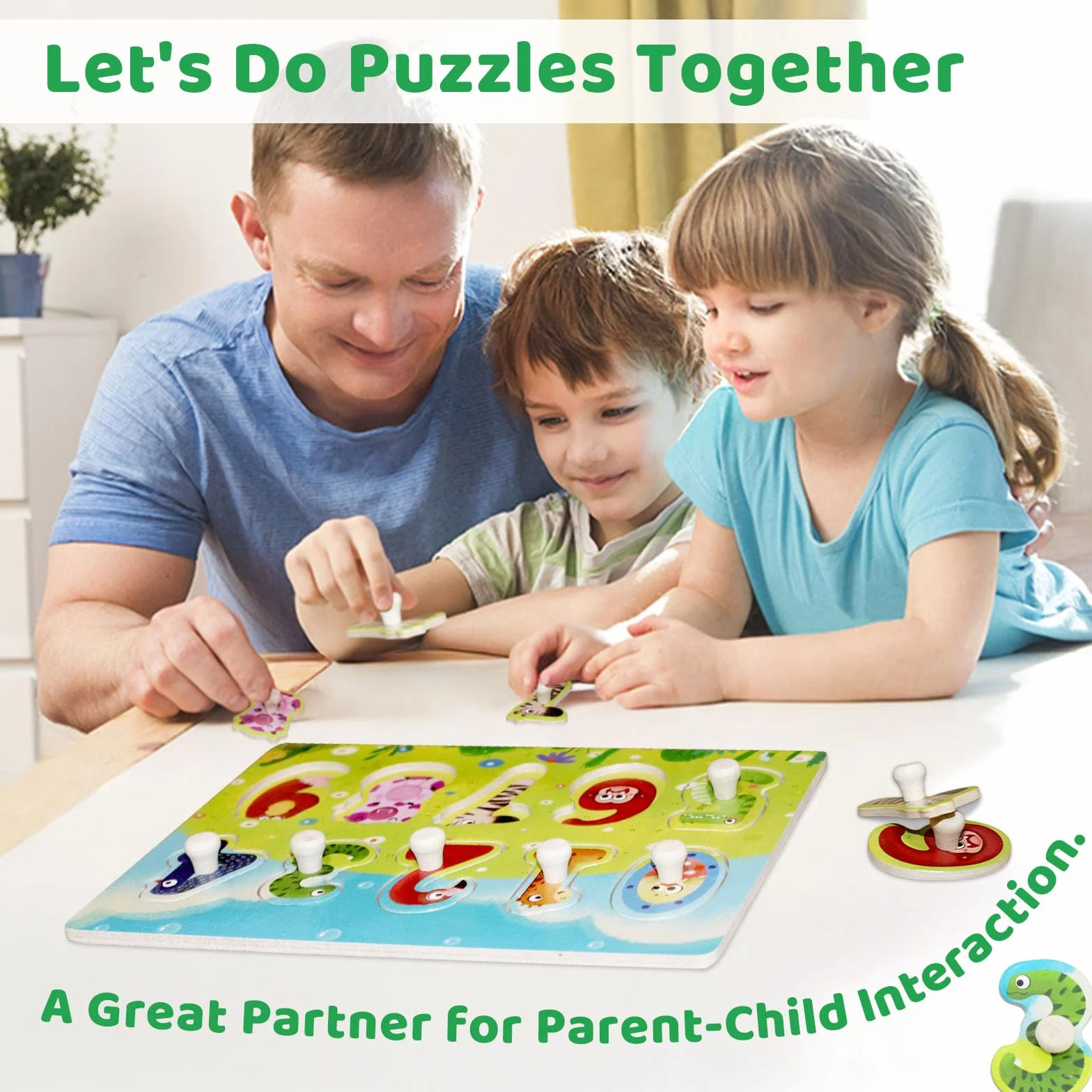 Puzzles en Bois pour Enfants Animal Montessori Jouet Éducatif Bébé 1 2 3 Ans