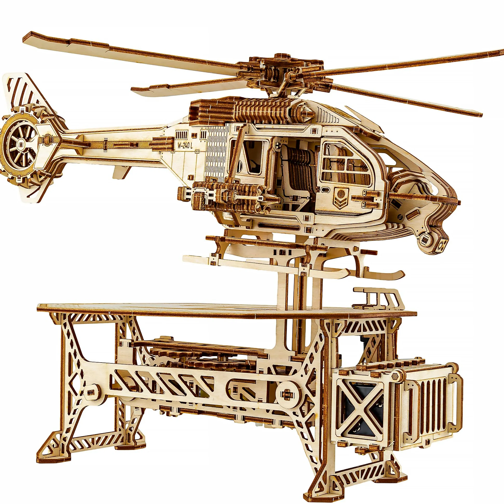 Wood Trick Electric Thunder Chopper Puzzle 3D en Bois pour Adultes à Construire