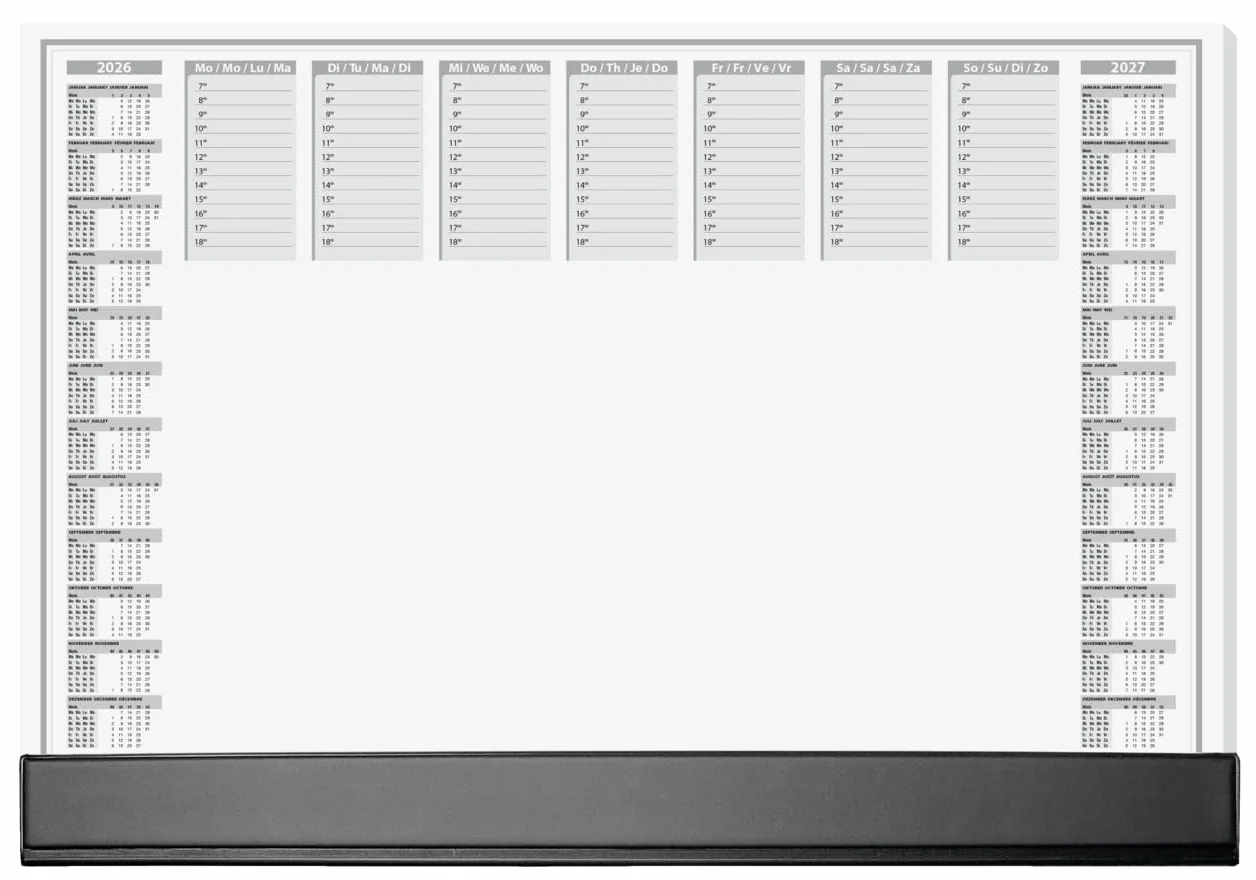 SIGEL H6365 Sous-main en papier A2 59.5 x 41 cm calendriers 2 ans semainier noir et blanc 40 feuilles