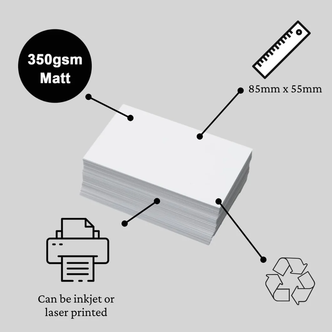 Cartes de visite vierges 350 g/m², lot de 100