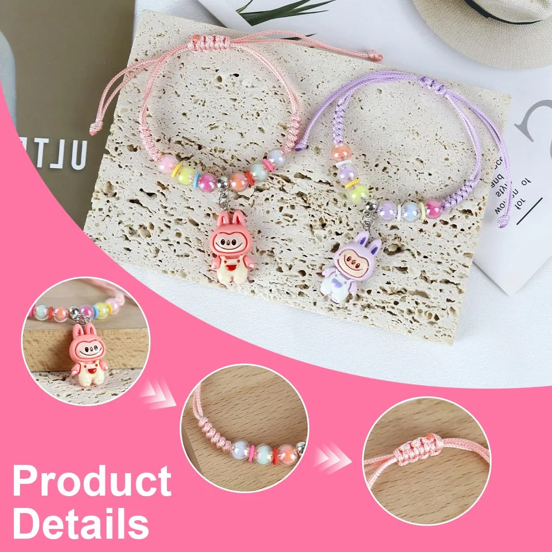 Bracelets tressés réglables cartoon mignon pour filles enfants