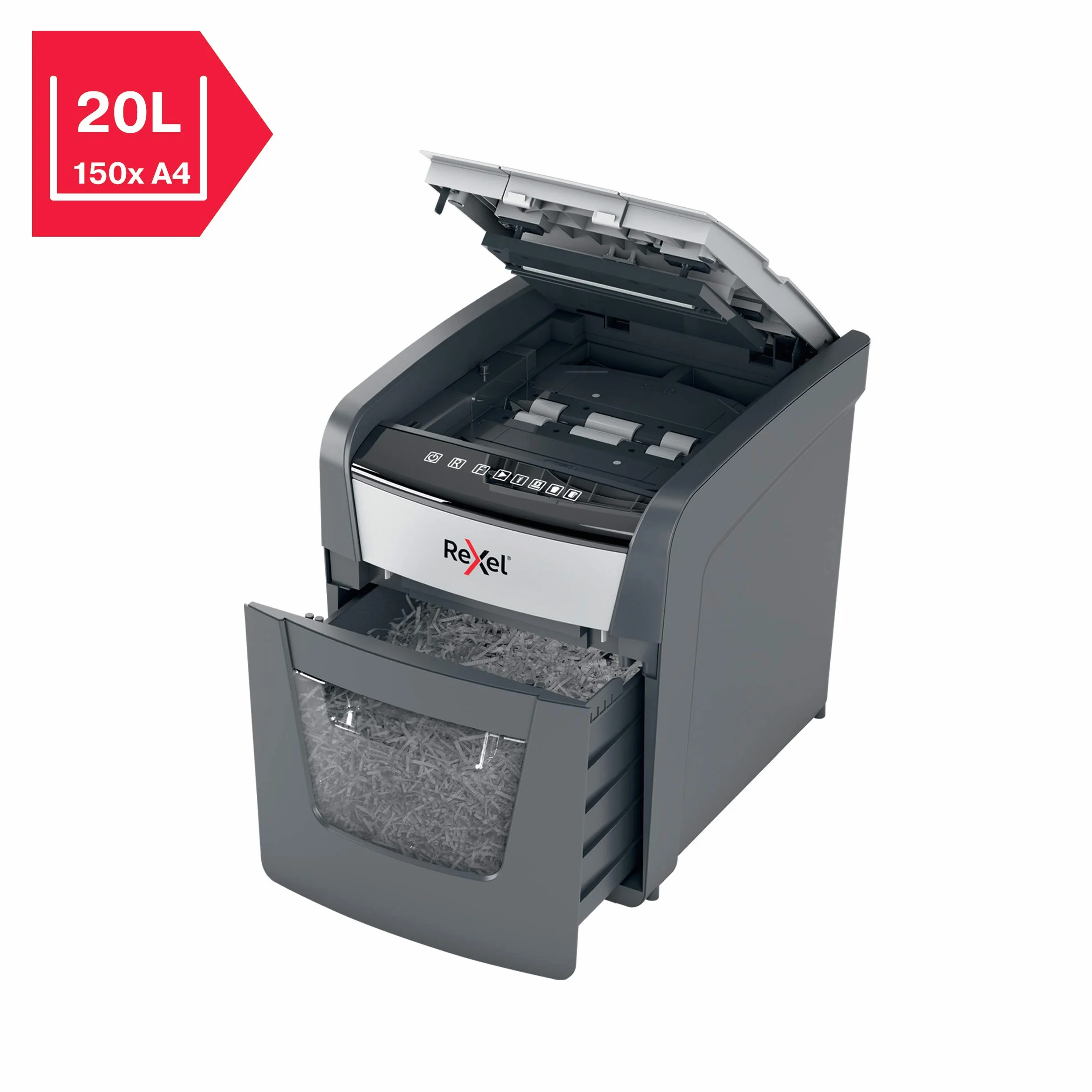 Rexel Destructeur de documents AutoFeed Hybride 50 feuilles Coupe croisée P4 20L 2020050XEU