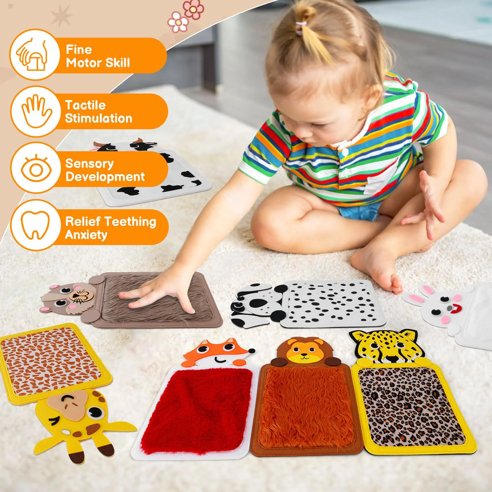 Tapis Sensoriel Enfant Autiste 8 Pièces Jouets Sensoriels Tactiles Dalles de Sol