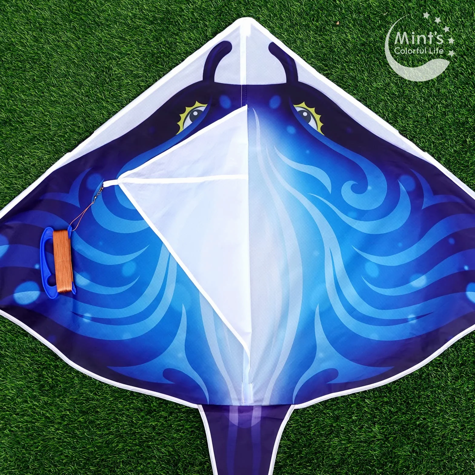 Cerf-volant poisson diable pour enfants adultes Bleu