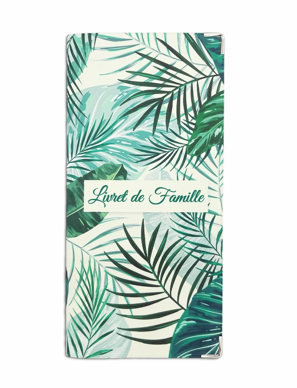 Étui Livret de Famille Protège-Livret Officiel en Gomme Expansée Format Mairie Tropical Vert