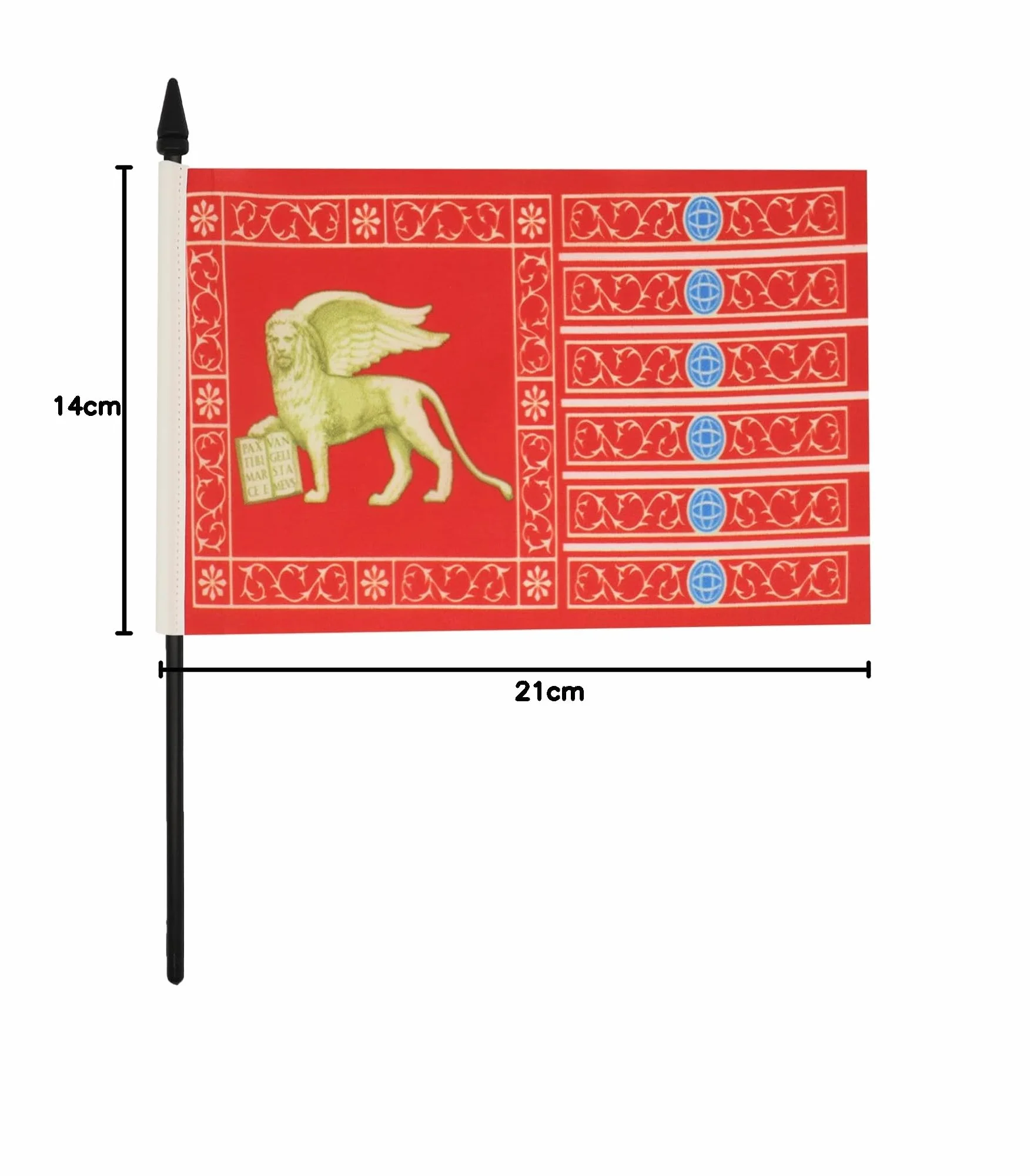 AZ FLAG Drapeau De Table Venise 21x14 cm Petit Drapeau Venezia Bureau 100% Polyester Hampe 25cm Socle Plastique Noir